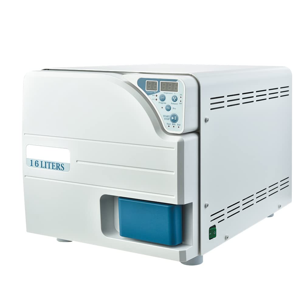 16L Digital LED Screen Steam Autoclave - High Temperature Class N Lab Sterilizer Equipment with Automatic Temperature Control, Dual Door Lock & Auto Drying Function | Perfect for Medical Clinics, Dental Offices & Laboratory Sterilization