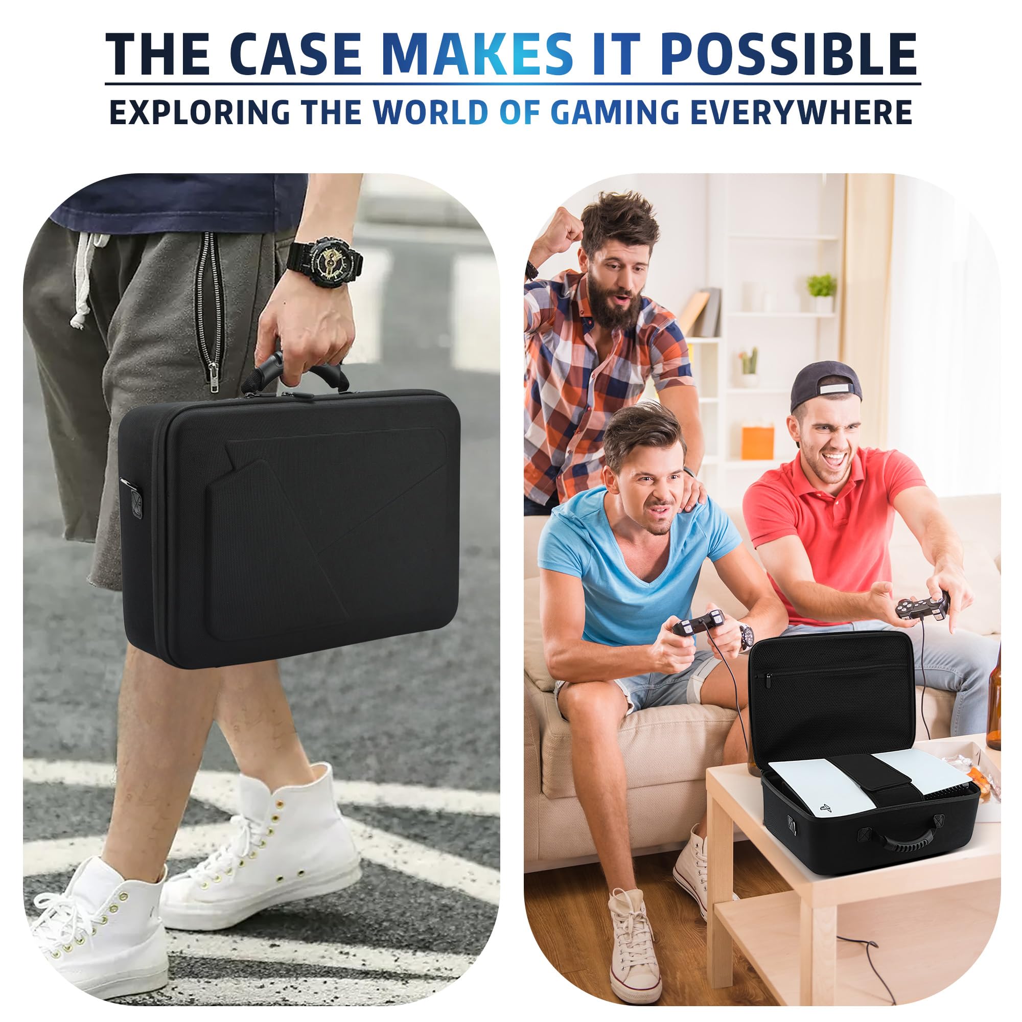 PS5 Hard Shell Travel Case - Protective Cover for PlayStation 5 Console & Controllers | Gaming Storage & Transport