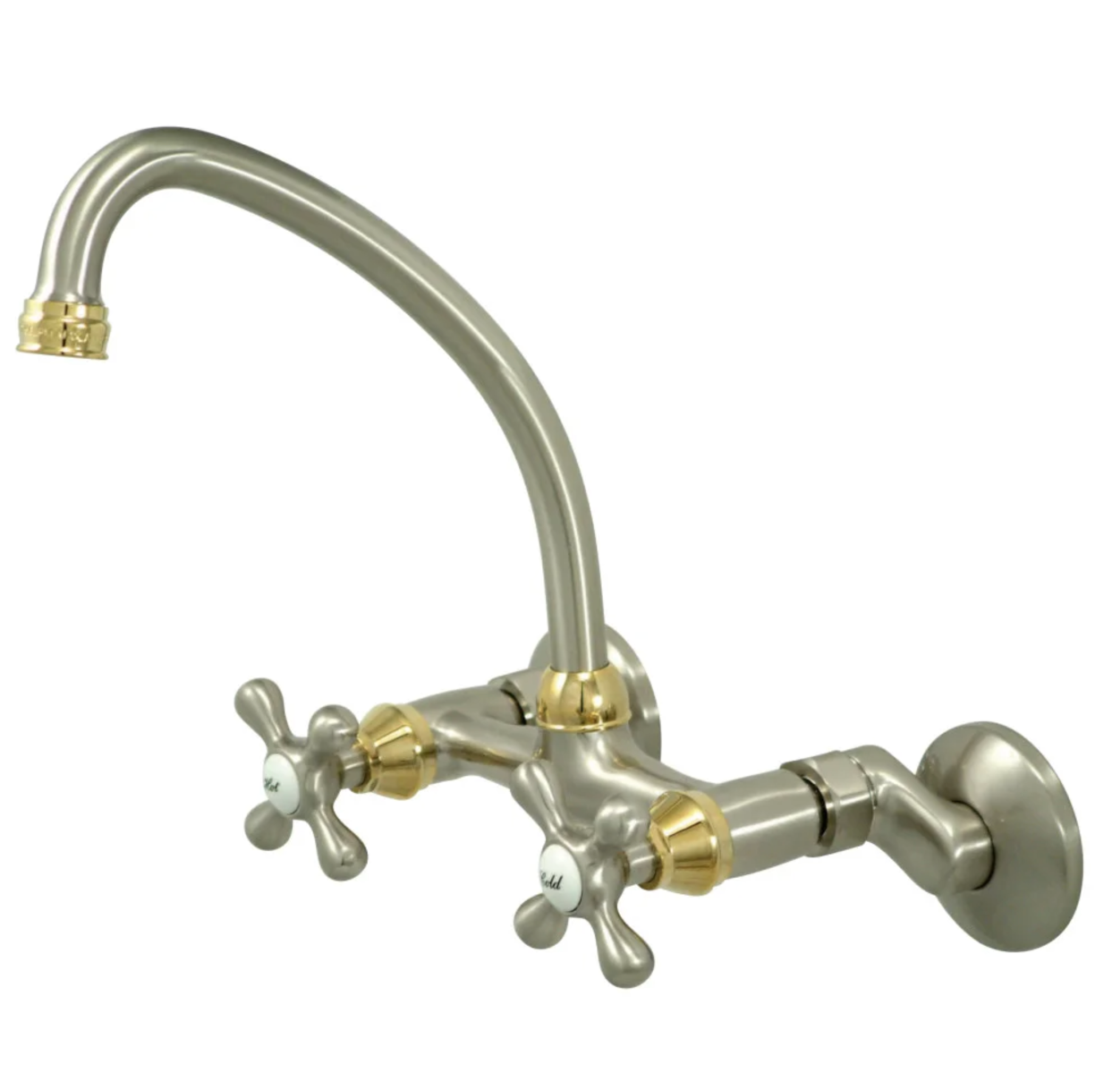 Stainless Steel Cross Handle Wall Mount Kitchen Faucet with Adjustable Centers - Perfect for Farmhouse, RV, and Outdoor Sink Installations