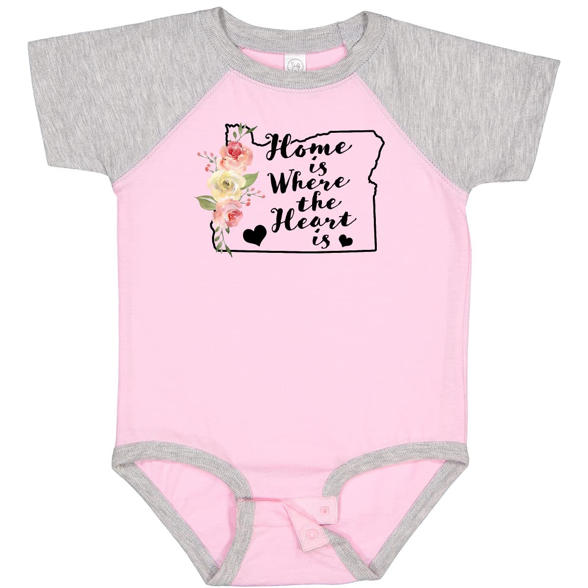 Oregon Home is Where The Heart is Watercolor Floral Baby Bodysuit - Soft Cotton Infant Onesie for Newborns & Toddlers - Perfect for Family Photos, Birth Announcements & Everyday Wear