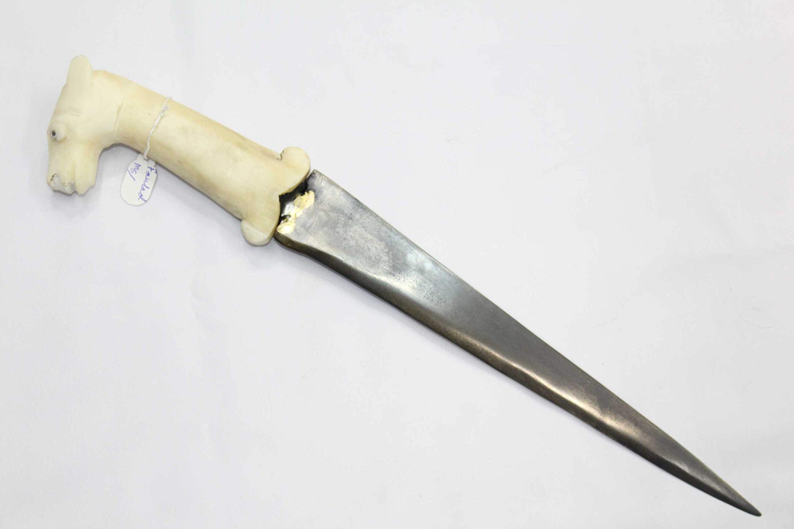 Authentic Pesh-Kabz Dagger Knife - Handcrafted Wootz Steel Blade, Horse Face Handle - Model P234 | Collectible Antique Weapon for Display & Historical Reenactment
