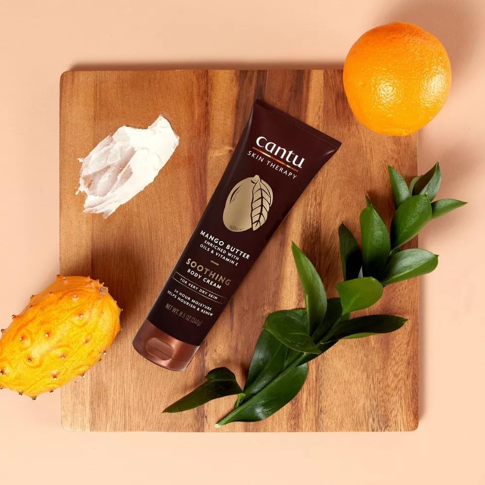 Cantu Mango Butter Body Cream for Dry Skin - 8.5 oz Moisturizing Lotion with Natural Ingredients | Hydrating & Nourishing for Daily Body Care & After Shower Use