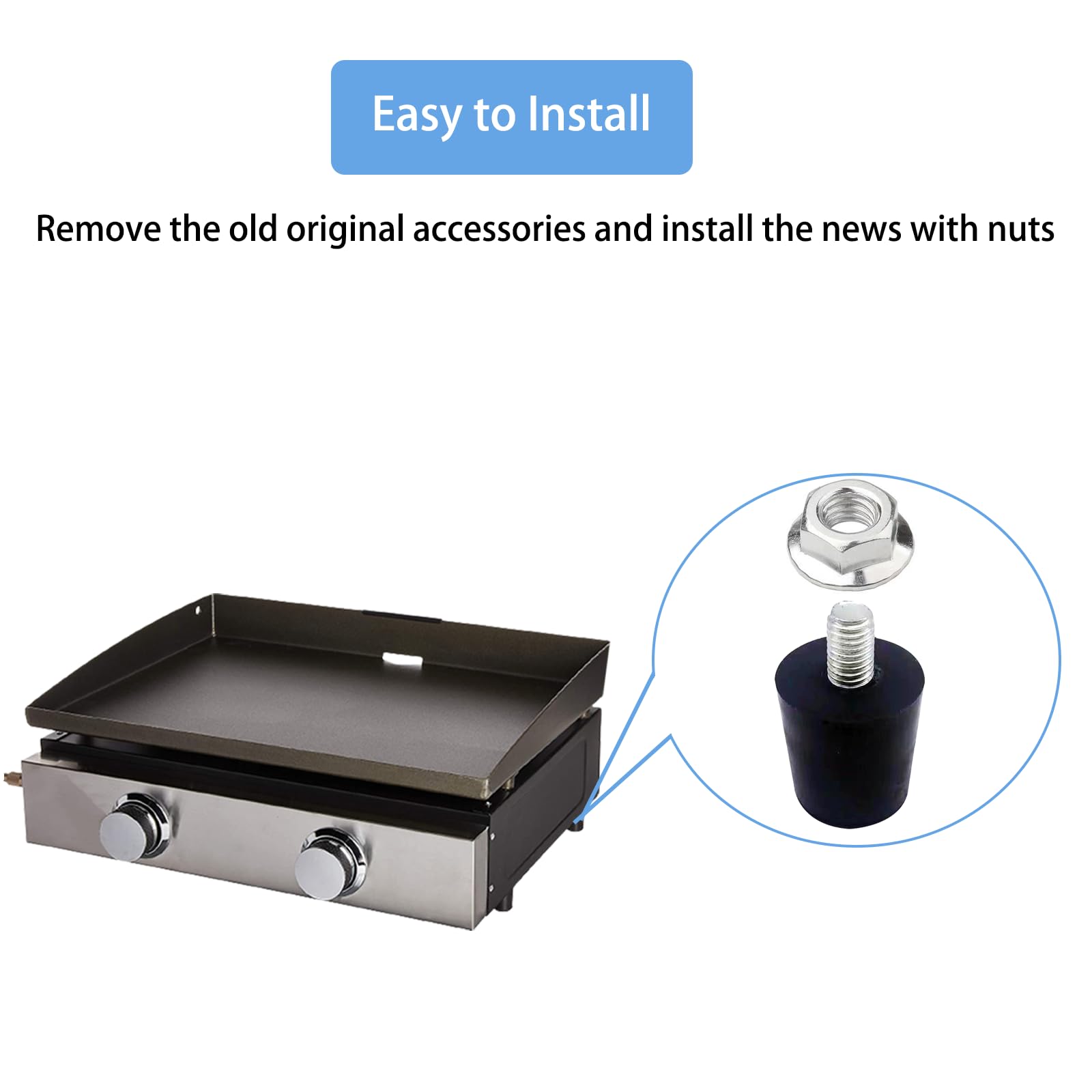 Adjustable Rubber Feet for Blackstone Griddle Replacement Parts - Compatible with 17