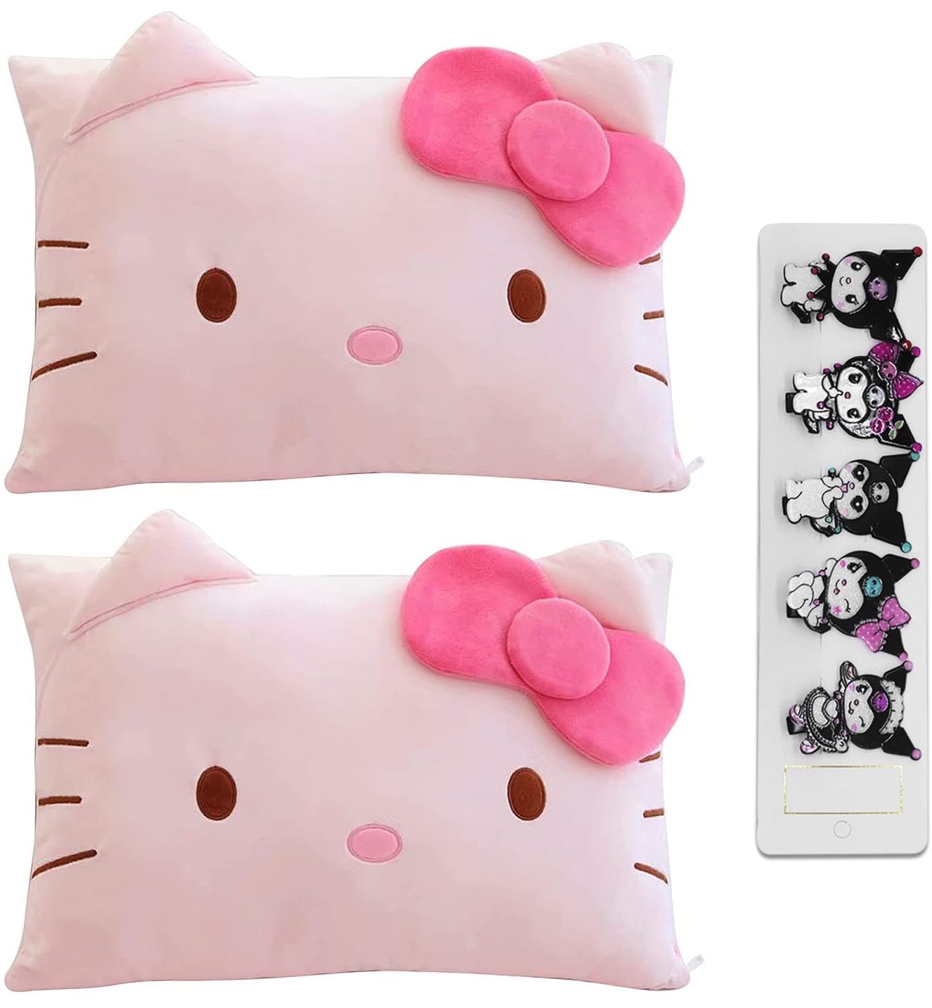 **Cute Anime Cartoon Double-Sided Plush Pillowcase - Kawaii Cotton Pillow Cover for Girls, Bedroom Decor (Red) + Free Cute Hairpin - Perfect for Sleepovers, Gifts & Kawaii Room Aesthetic**