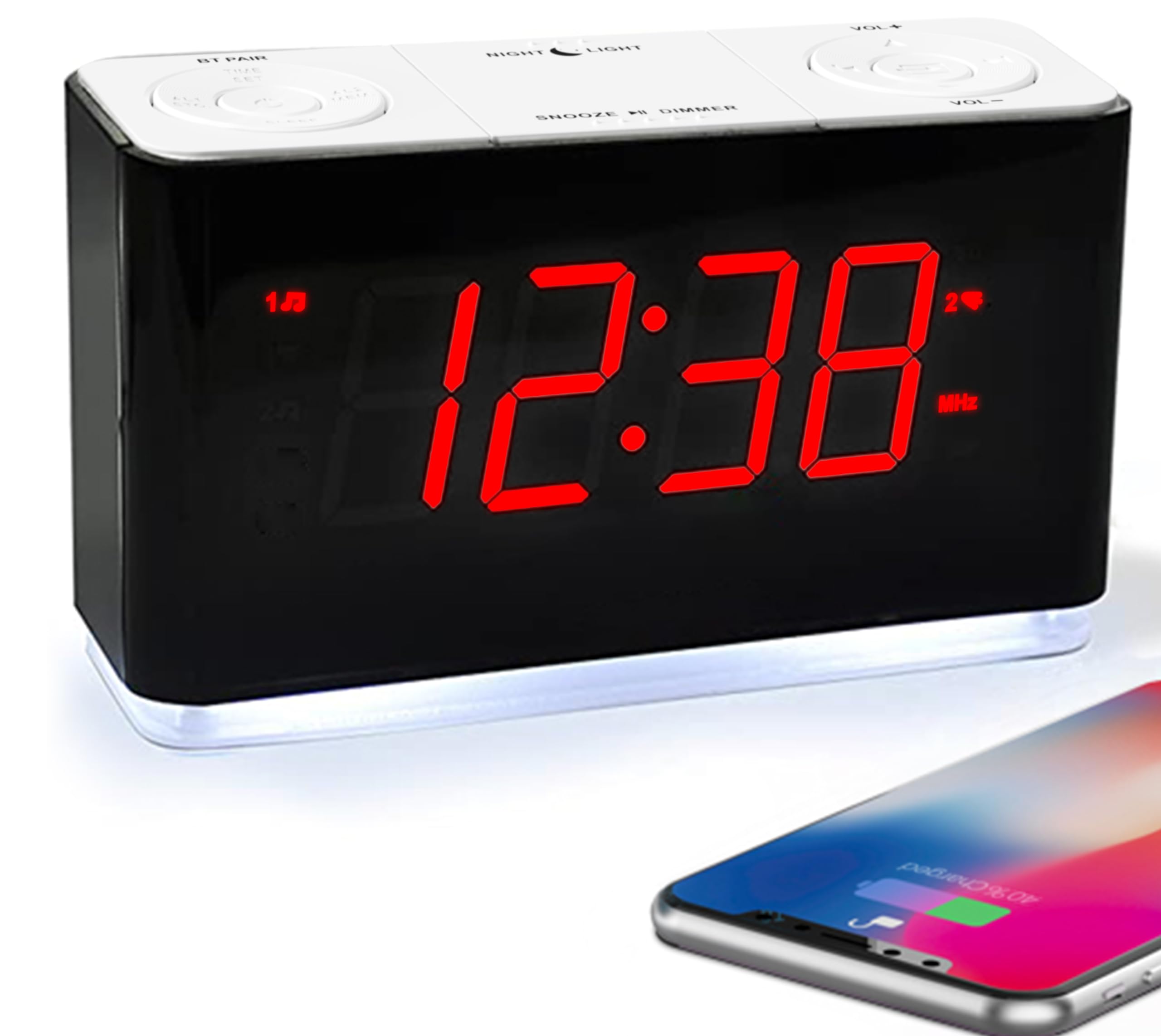 iTOMA Bluetooth Alarm Clock Radio with Dual Alarm, Dimmable LED Display, 16-Level Volume Control, FM Radio with Sleep Timer, Night Light & Snooze - Perfect for Bedroom, Office, Travel & Gift (Model CKS507U)