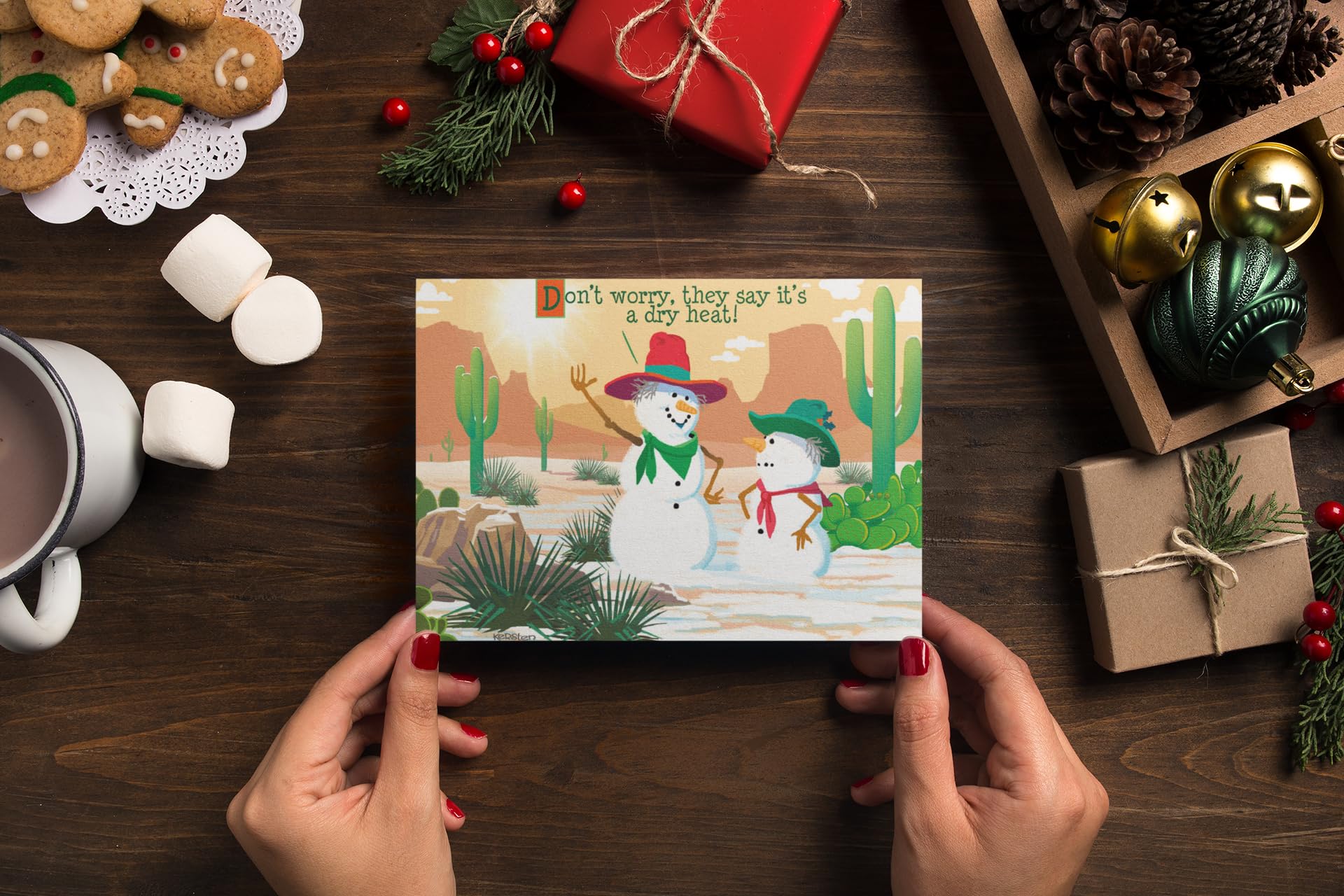 Stonehouse Collection | Funny Dry Heat Western Snowman Christmas Cards - Set of 18 Holiday Greeting Cards for Family & Friends | Perfect for Office Parties, Gift Exchanges & Festive Mailings