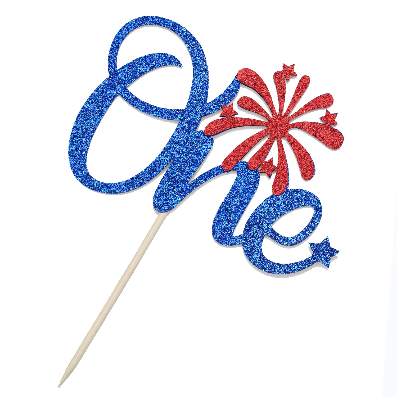 4th of July 1st Birthday Cake Topper - Little Firecracker Party Decorations for Baby Shower, Gender Reveal & First Birthday Celebrations - Blue Glitter Design - Perfect for Patriotic Themed Parties & Special Occasions