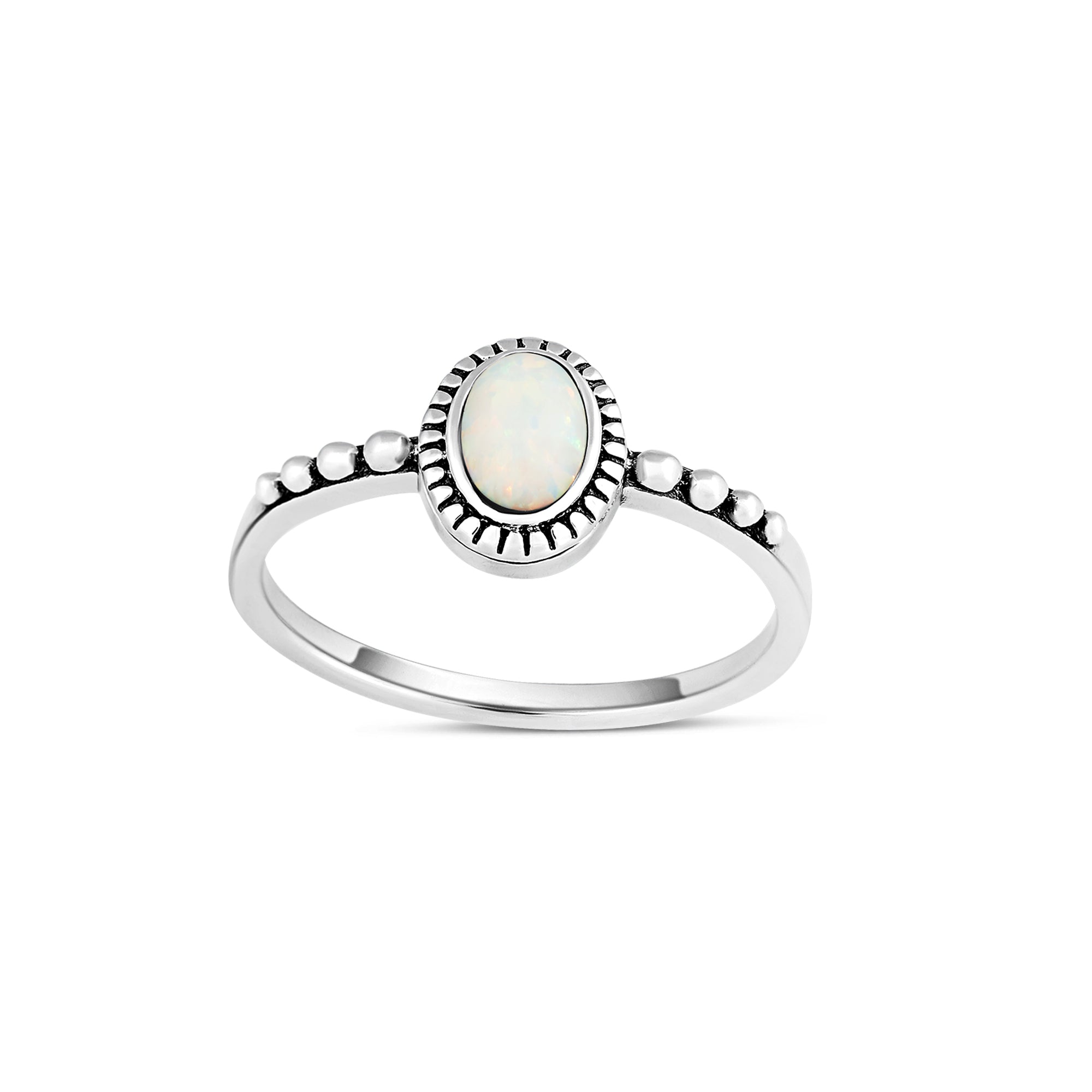 Stunning 14K White Gold Opal Ring for Women | Elegant Vintage Jewelry Gift for Her | Perfect for Weddings, Anniversaries & Special Occasions