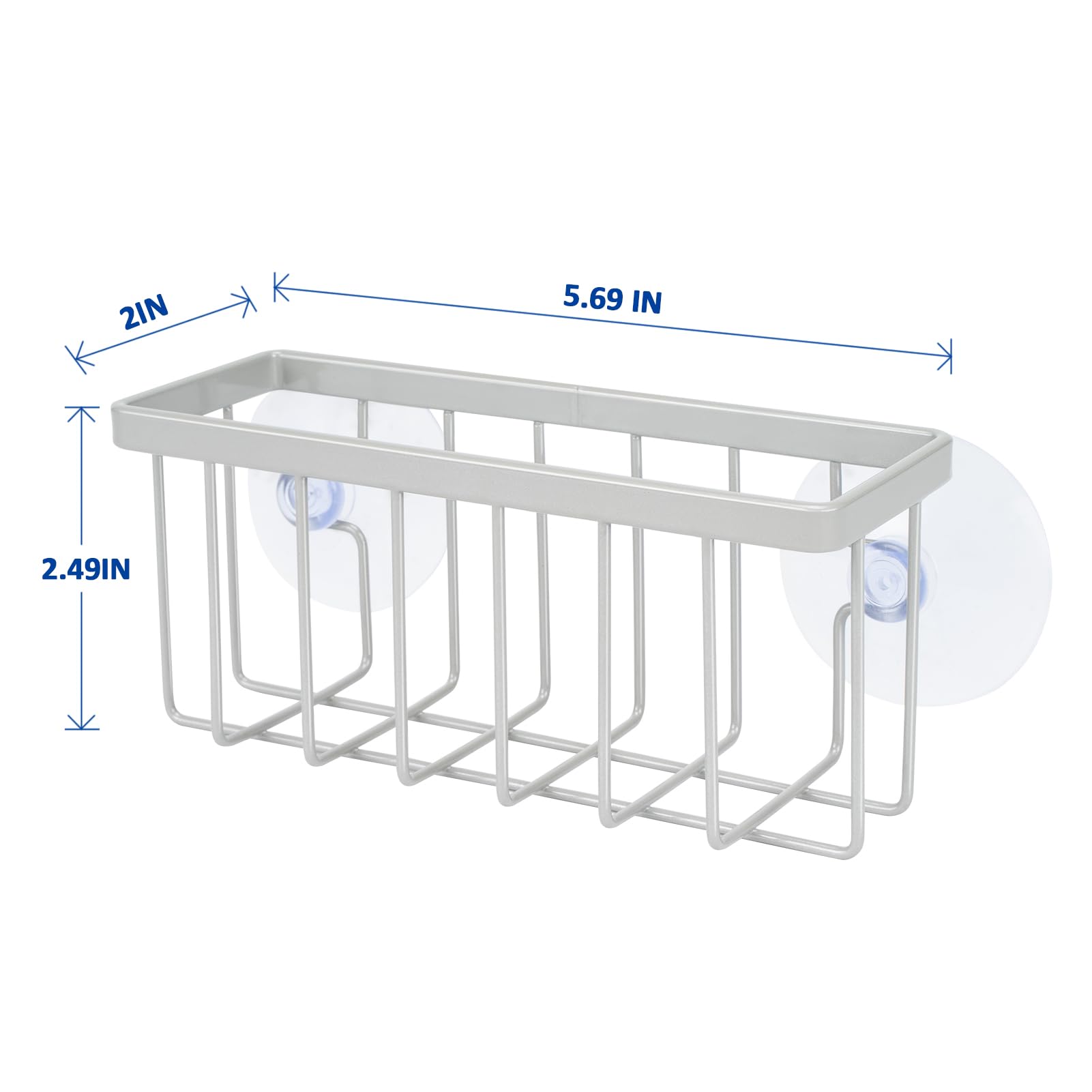 Stainless Steel Sponge Holder for Kitchen Sink - Durable Sink Caddy Organizer with Strong Suction Cups | Perfect for Dish Sponges, Scrubbers & Soap Bars - Keep Your Sink Area Clean & Tidy (Matte Silver)