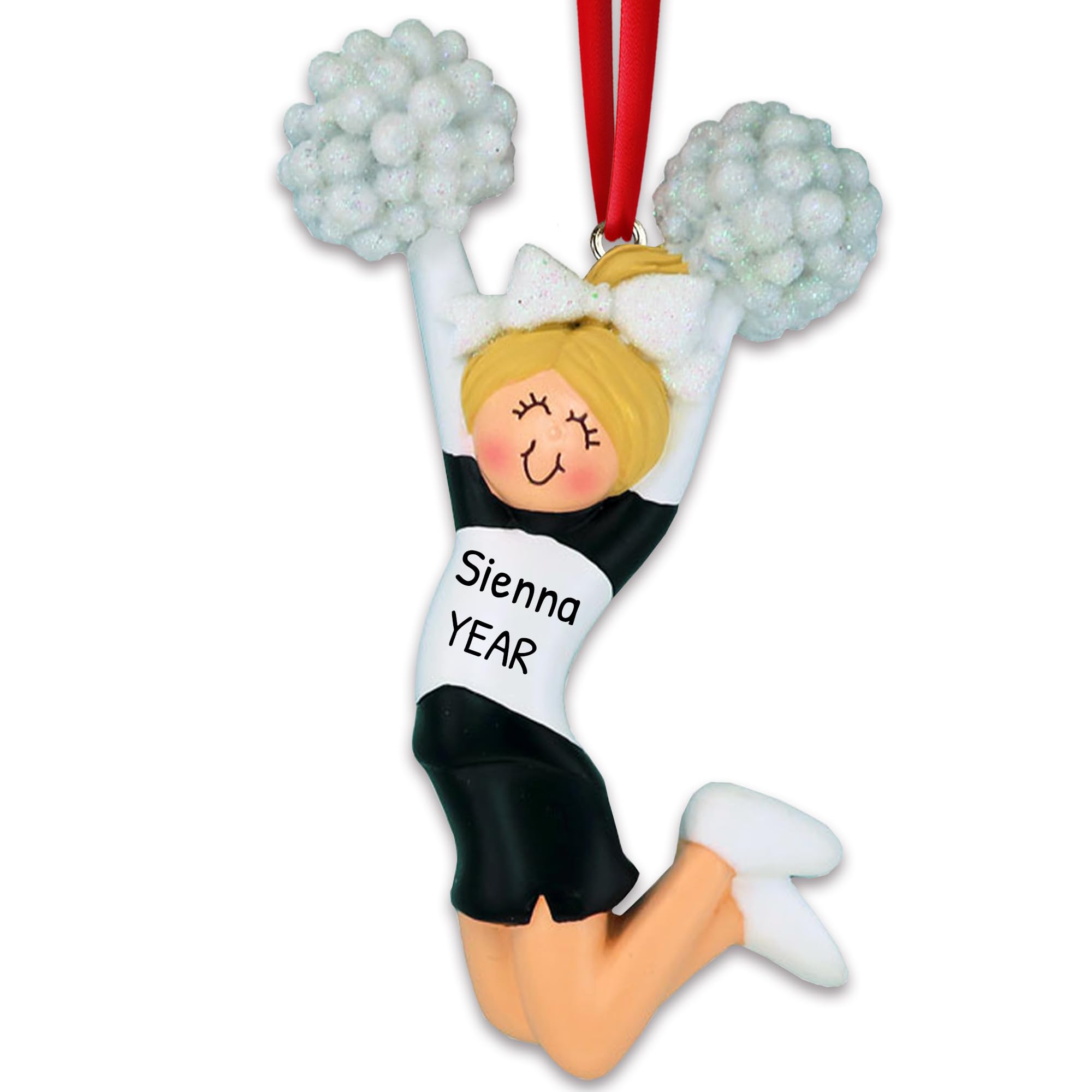 2024 Personalized Cheerleading Christmas Ornament - Custom Cheerleader Gift for Blonde & Black Dancers - Perfect for Tree Decor, Team Gifts & Holiday Celebrations