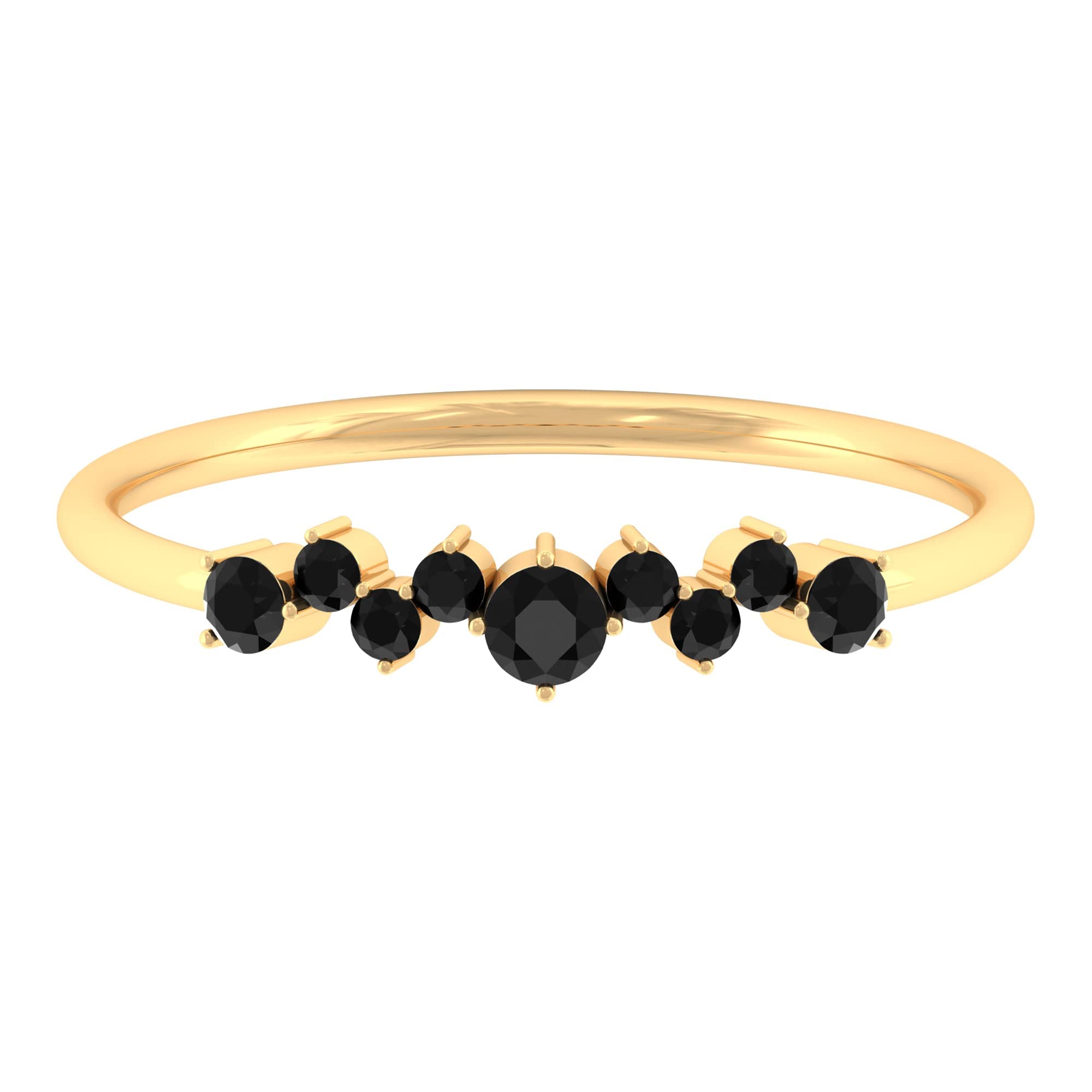 1/4 CT Natural Black Spinel Ring - 14K Solid Gold Minimalist Promise Ring for Women | August Birthstone Jewelry Gift for Anniversary, Engagement & Everyday Elegance