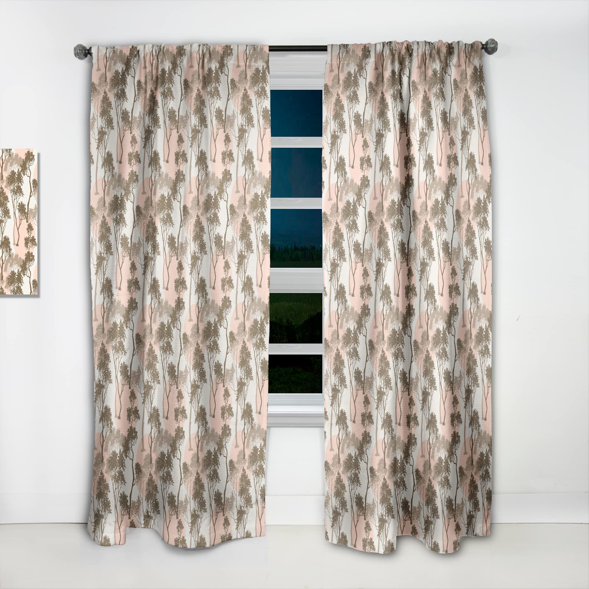 DesignQ Thermal Insulated Blackout Curtains - Trees Under Full Moon Forest Print - 52x120 Inch Single Panel for Bedroom & Living Room - Perfect for Privacy, Light Blocking & Energy Savings