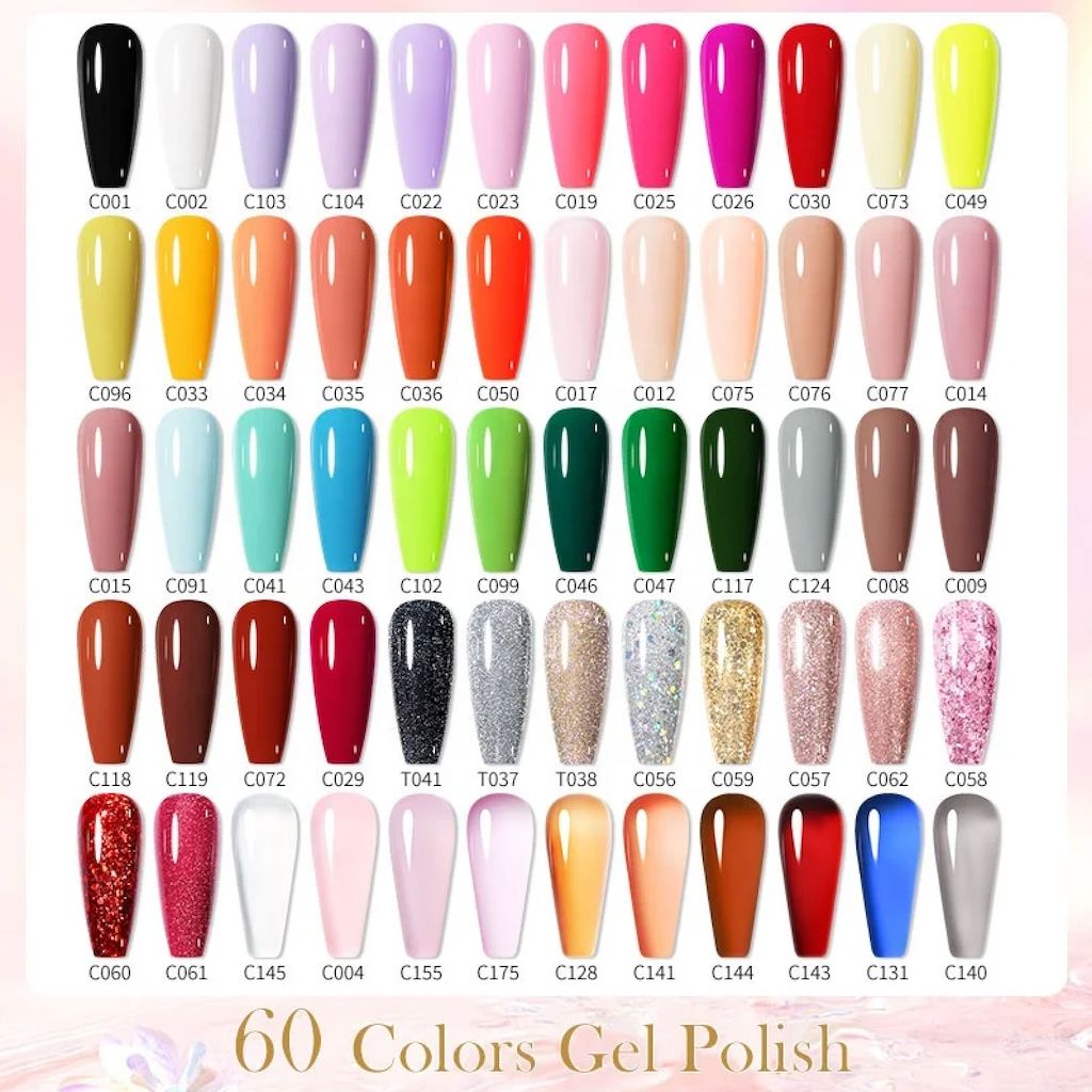 Born Pretty 60 Colors Gel Nail Polish Kit - Professional Soak Off UV LED Gel Polish Set for Salon & Home Manicure - Perfect for Nail Art, French Tips & DIY Nail Designs