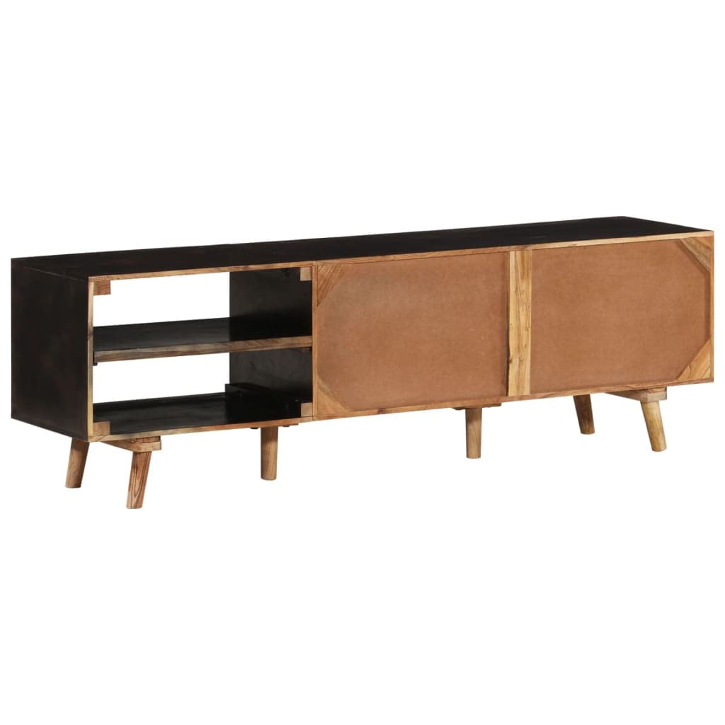vidaXL TV Stand for Living Room - Solid Acacia Wood & Rough Mango Wood Media Console with Storage | Entertainment Center & Sideboard for Home Theater Setup