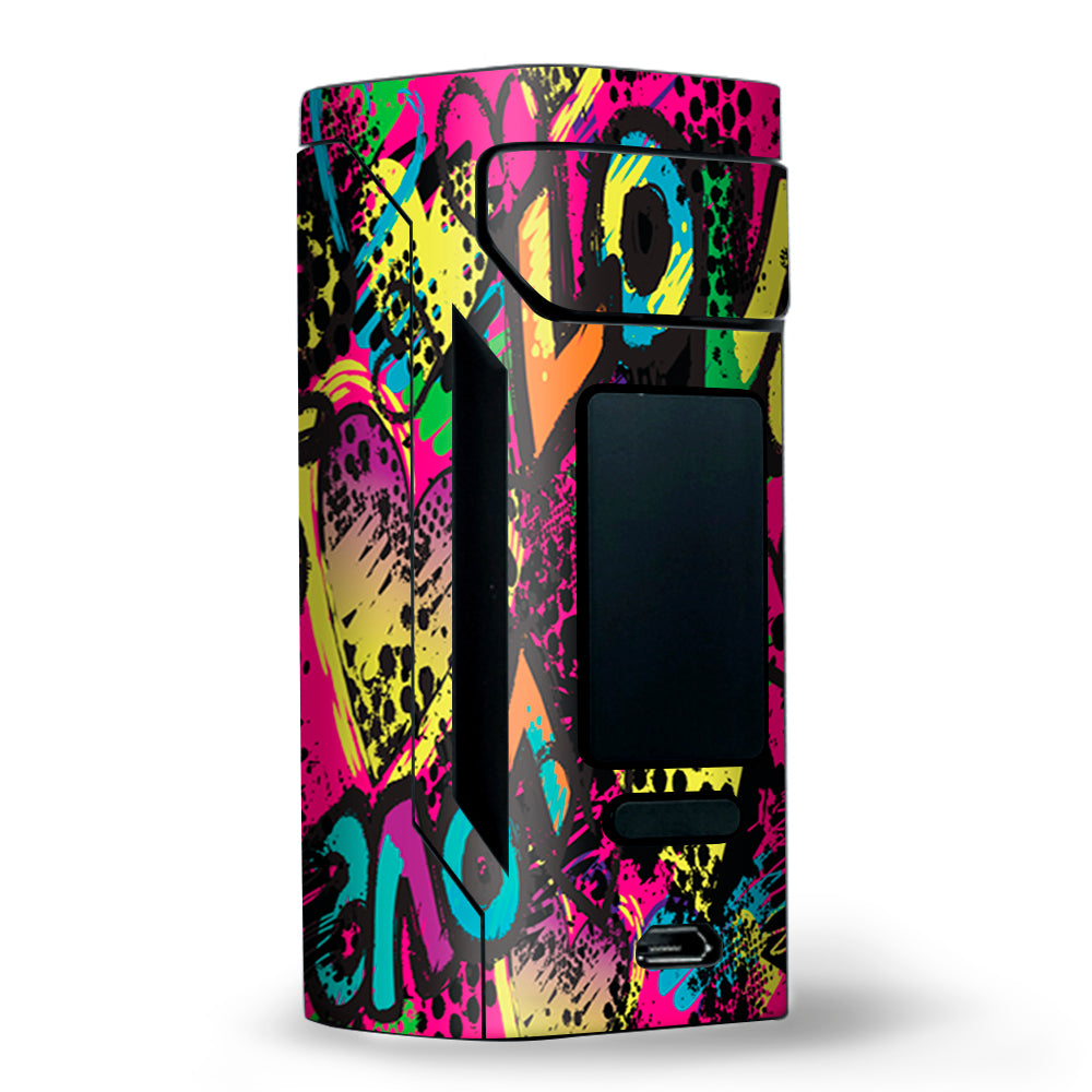 Vintage 80's Love Pop Art Neon Wismec RX2 20700 Vape Mod Skin - Retro Aesthetic Protective Cover for Vaping Enthusiasts (Perfect for Parties, Collections & Personal Style)