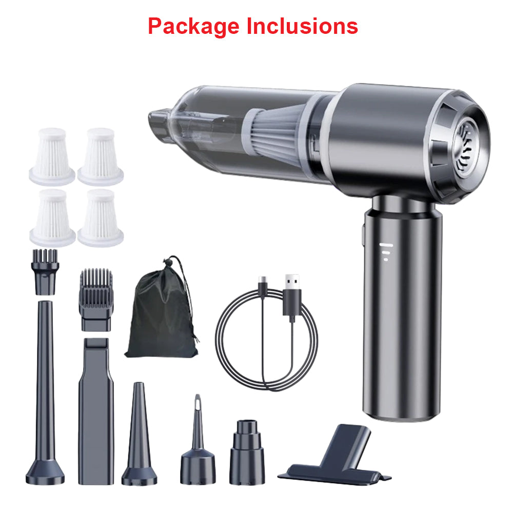 ANYCO Anymob Mini Handheld Vacuum Cleaner - Portable Cordless Rechargeable Vacuum with 4 Filters & Dust Bag (Grey) - Perfect for Car, Home, Office & Pet Hair Cleaning