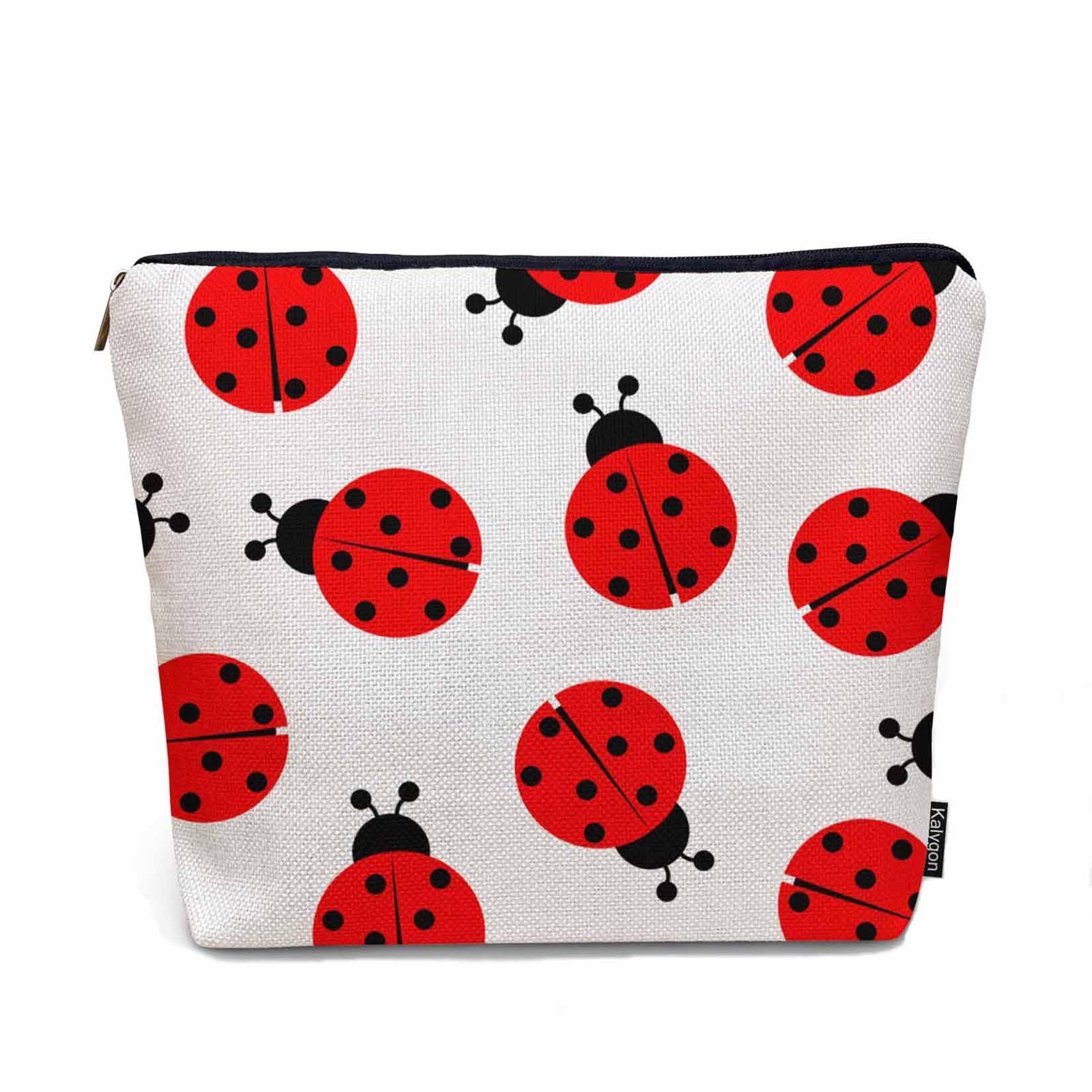 Ladybug Cosmetic Bags for Women - Roomy Waterproof Makeup & Toiletry Organizer Pouch - Perfect for Travel, Gym, Camping & Bathroom Storage (Red)