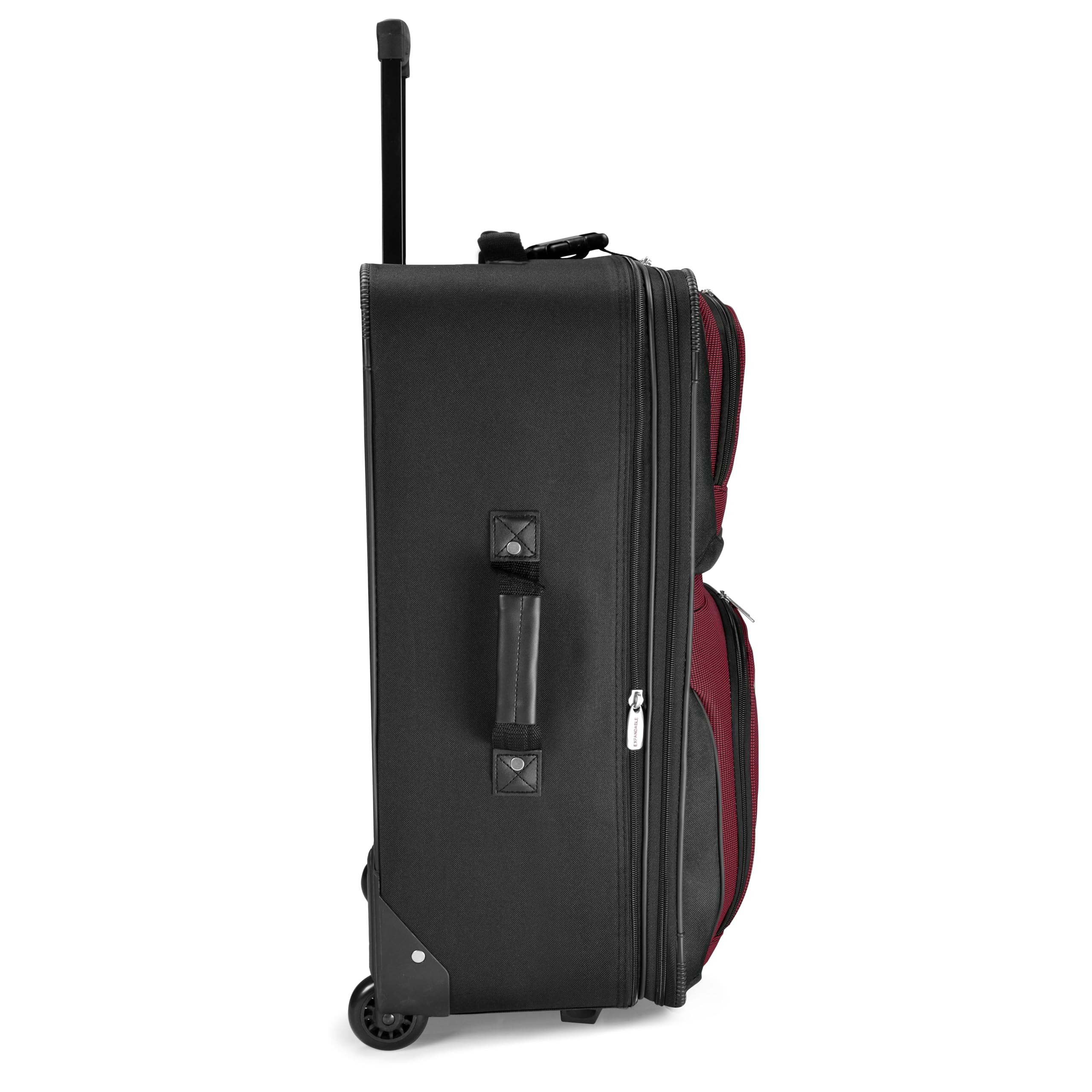 Travel Select Amsterdam Expandable Rolling Softside Luggage - 25-Inch Checked-Medium Burgundy Suitcase for Air Travel & Vacation Packing