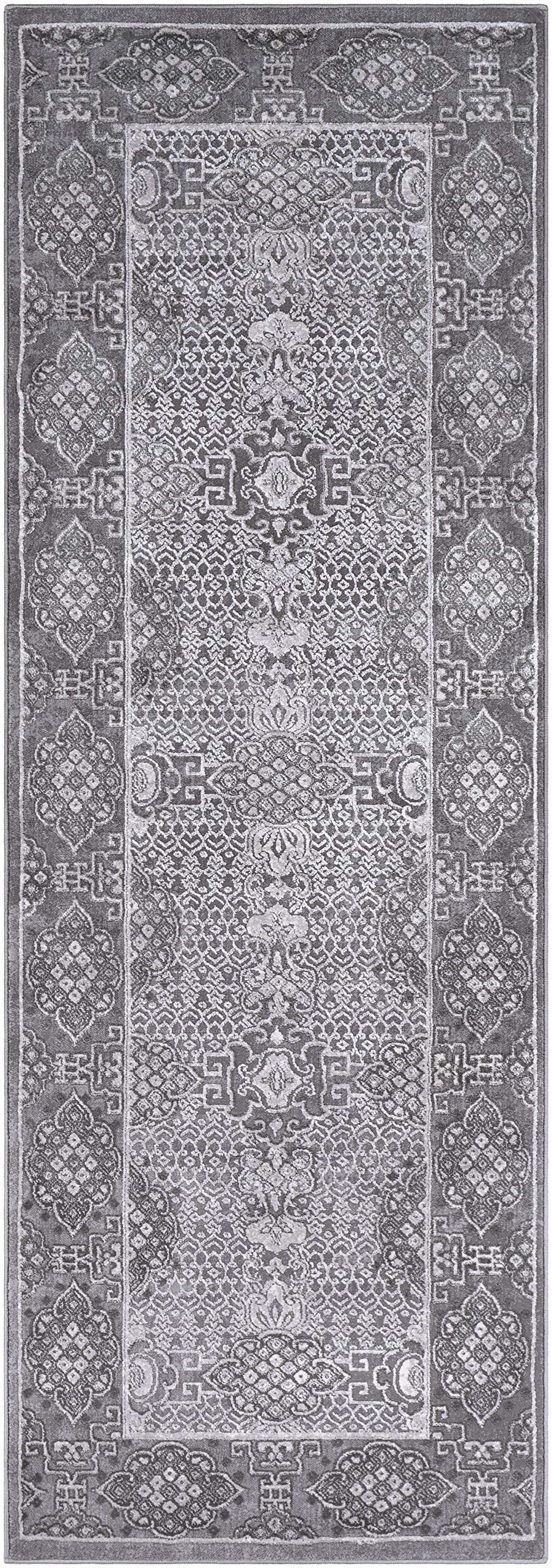 Mark&Day 3x8 Traditional Taupe Runner Rug - Soft Grey White Carpet for Hallway, Kitchen, Bedroom & Living Room (2'7