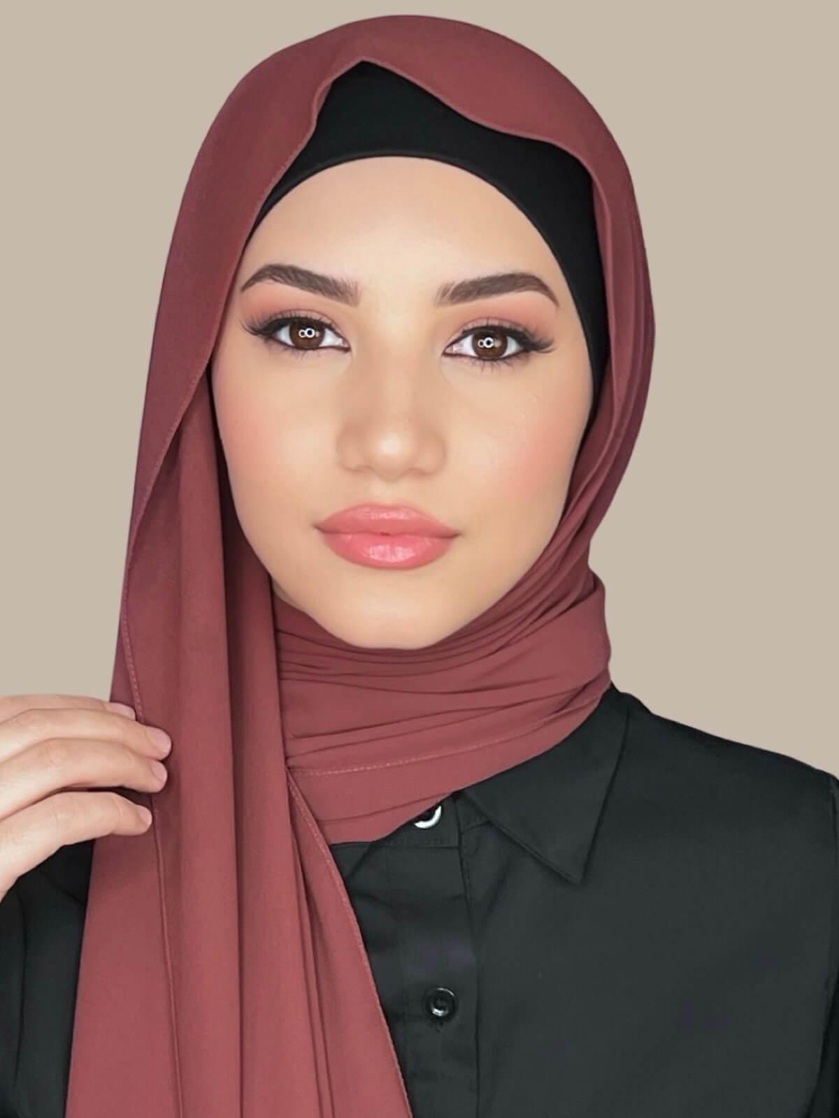 Elegant Auburn Red Chiffon Hijab - Soft & Lightweight Scarf for Women - Perfect for Daily Wear, Prayer, and Special Occasions