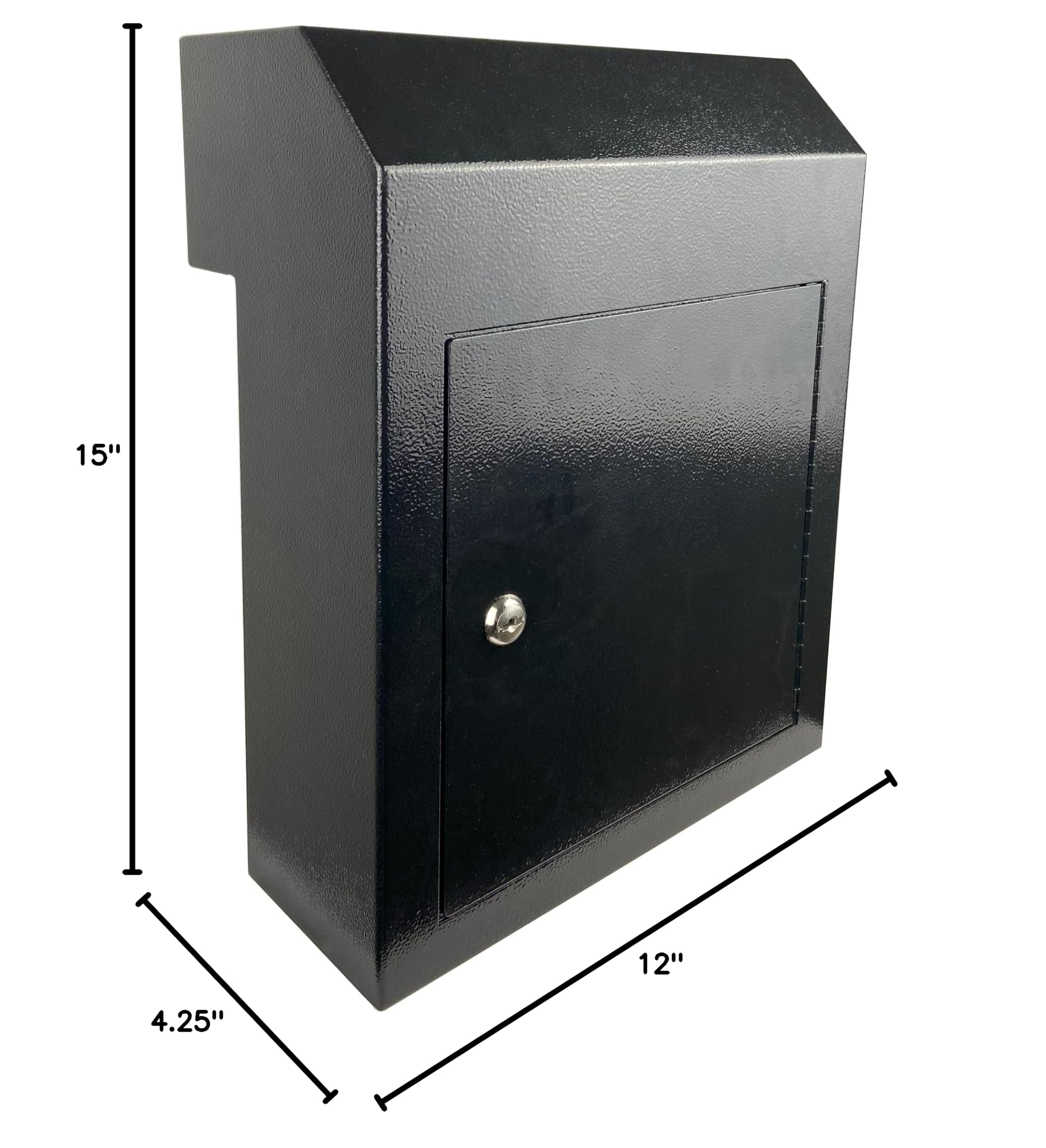Heavy Duty Weatherproof Galvanized Steel Locking Mailbox - Secure Through-Door Drop Box for Keys, Payments & Mail - Rainproof & Durable Black Mailbox for Home, Office & Apartment Use