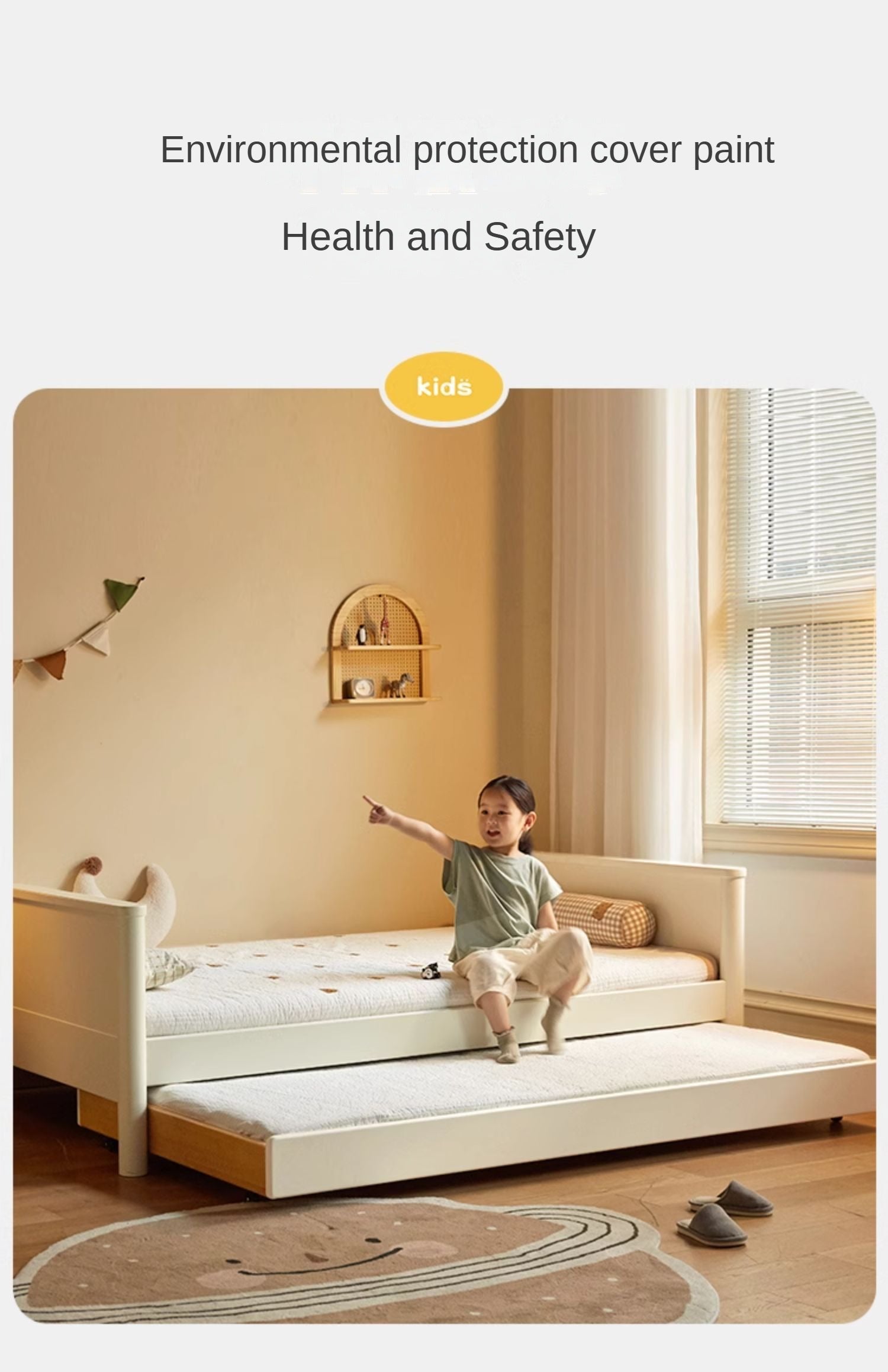Solid Poplar Wood Kids Storage Bed - White Single Bed Frame with Underbed Drawers for Bedroom Organization & Space Saving