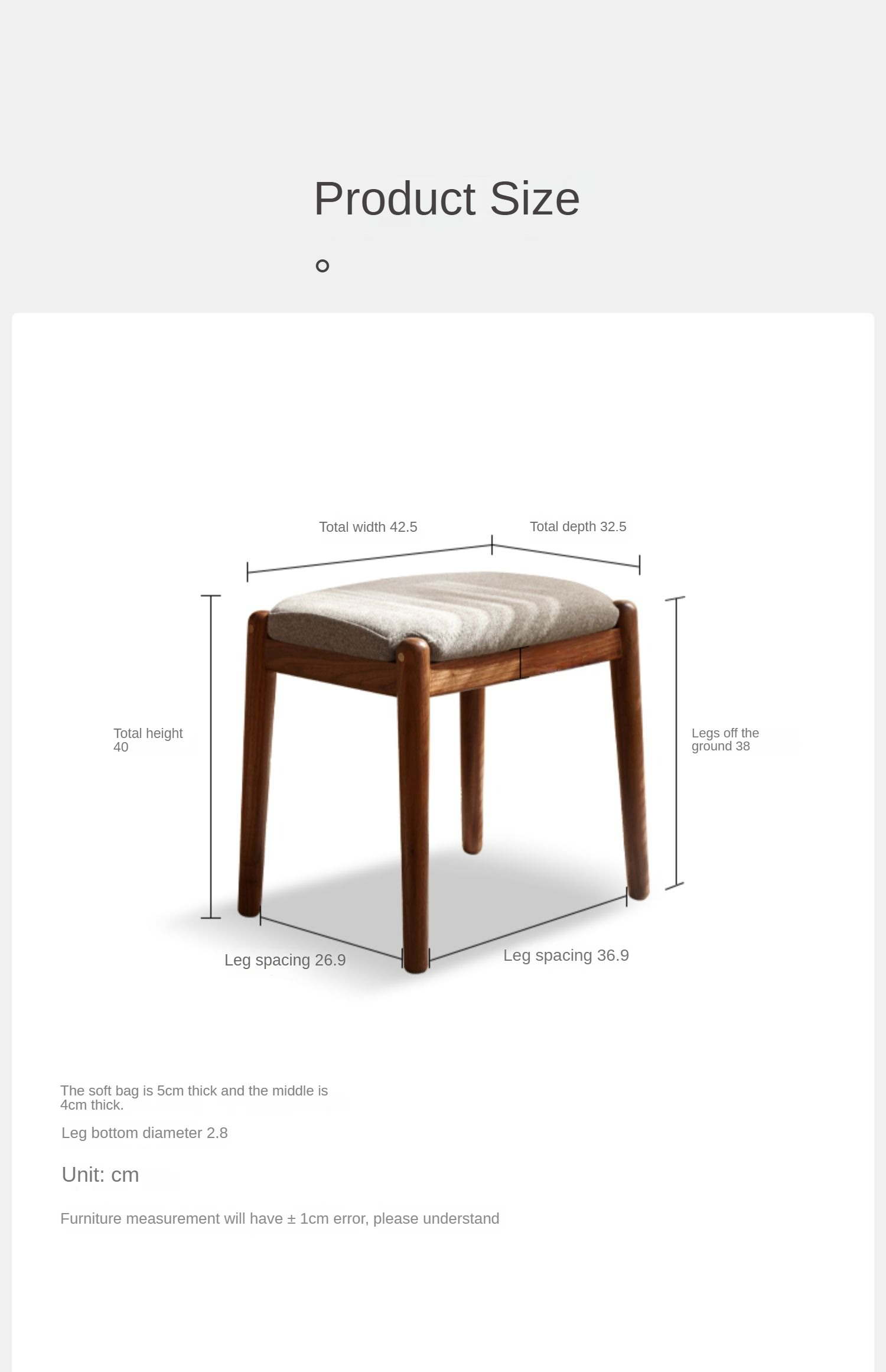 Premium Black Walnut Solid Wood Square Makeup Stool - Durable Vanity Seat with Storage for Bedroom, Bathroom & Dressing Room - Natural Wooden Stool for Makeup Table, Vanity Desk & Dressing Area