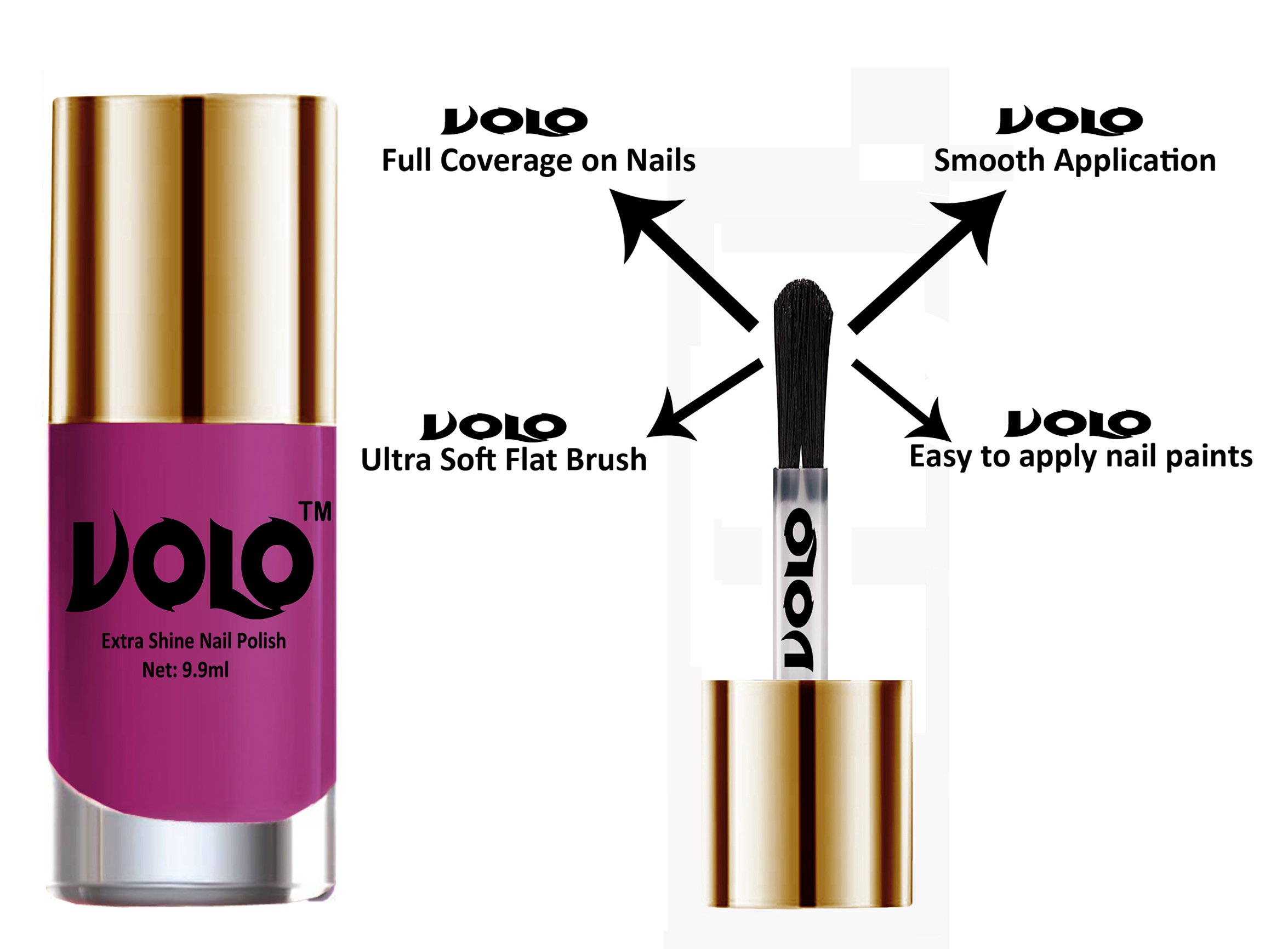 Volo Luxury Super Shine Nail Polish Set - 12 Vibrant Colors for Manicure & Pedicure | Long Lasting, High Gloss Finish | Perfect for Parties, Weddings, Salons & Everyday Wear (Includes Bright Plum, Pink Mania, Moon Magenta & More)