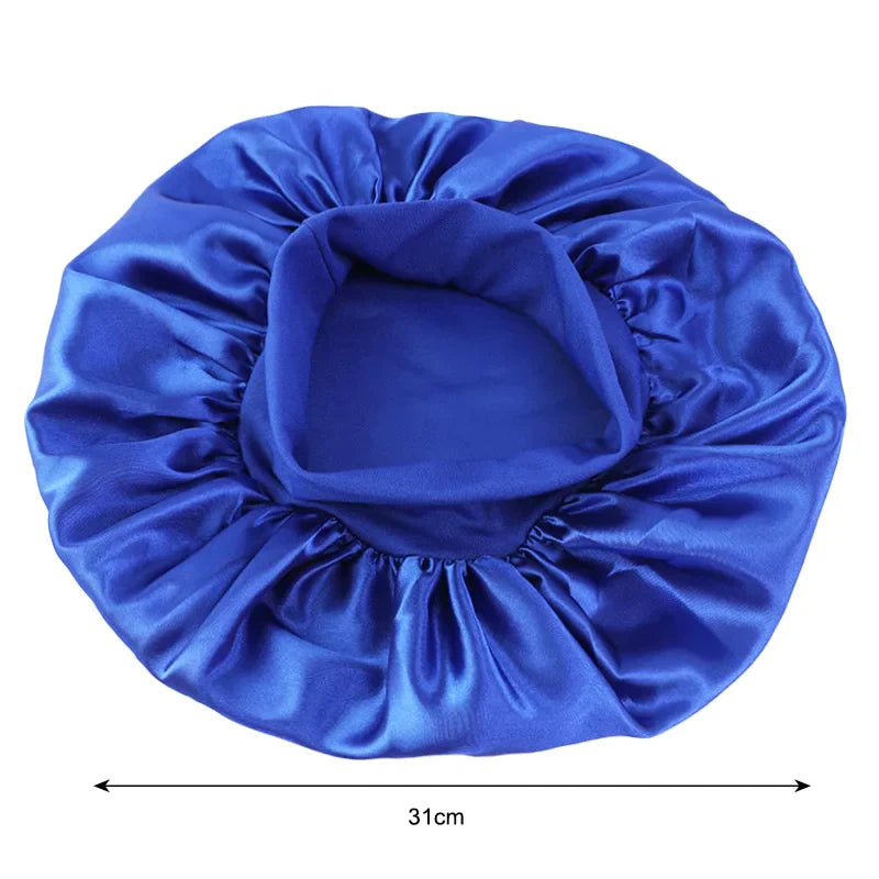 Silk Satin Sleep Cap for Women - Soft & Comfortable Night Hair Protection - Perfect for Curly Hair, Natural Hair & Bedtime Hair Care (Black) | Great for Travel, Spa & Beauty Routine