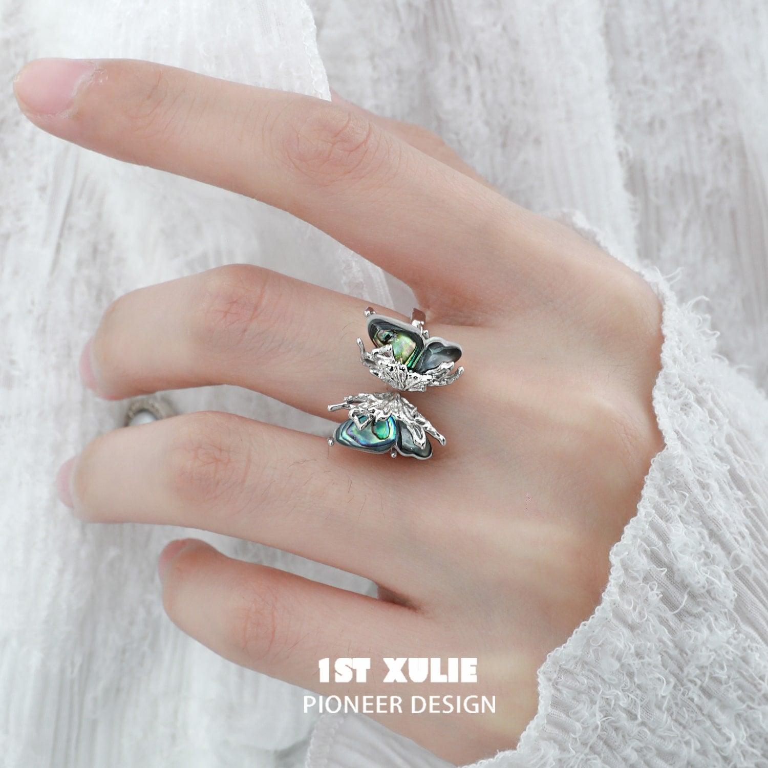 ButterflyWasteland Neon Shell Ring - Trendy Glow in The Dark Jewelry for Women, Girls | Perfect for Parties, Raves, Festivals & Night Out Accessories