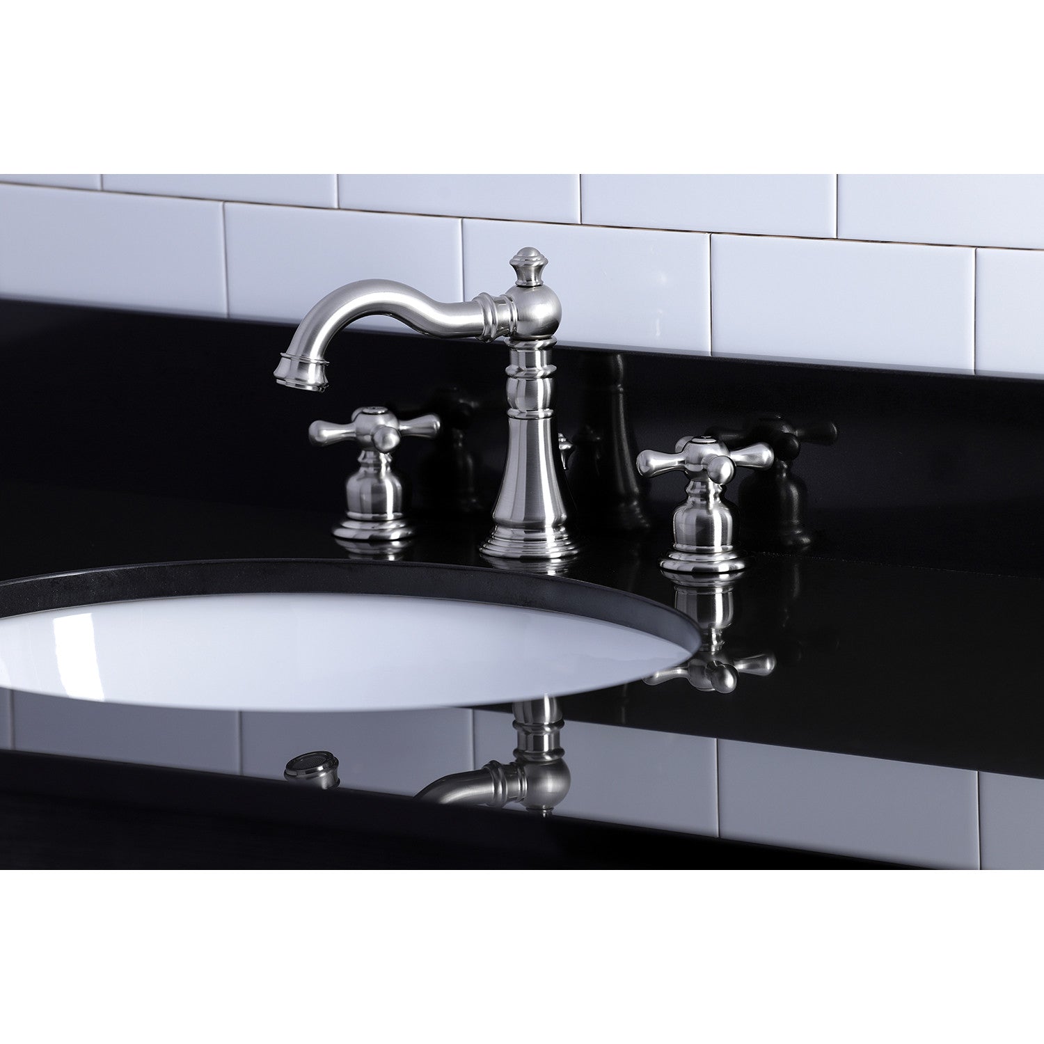 American Classic FSC1978AX Brushed Nickel Widespread Bathroom Faucet - 3 Hole Deck Mount with Pop Up Drain - Perfect for Modern Bathroom Renovations and Home Upgrades
