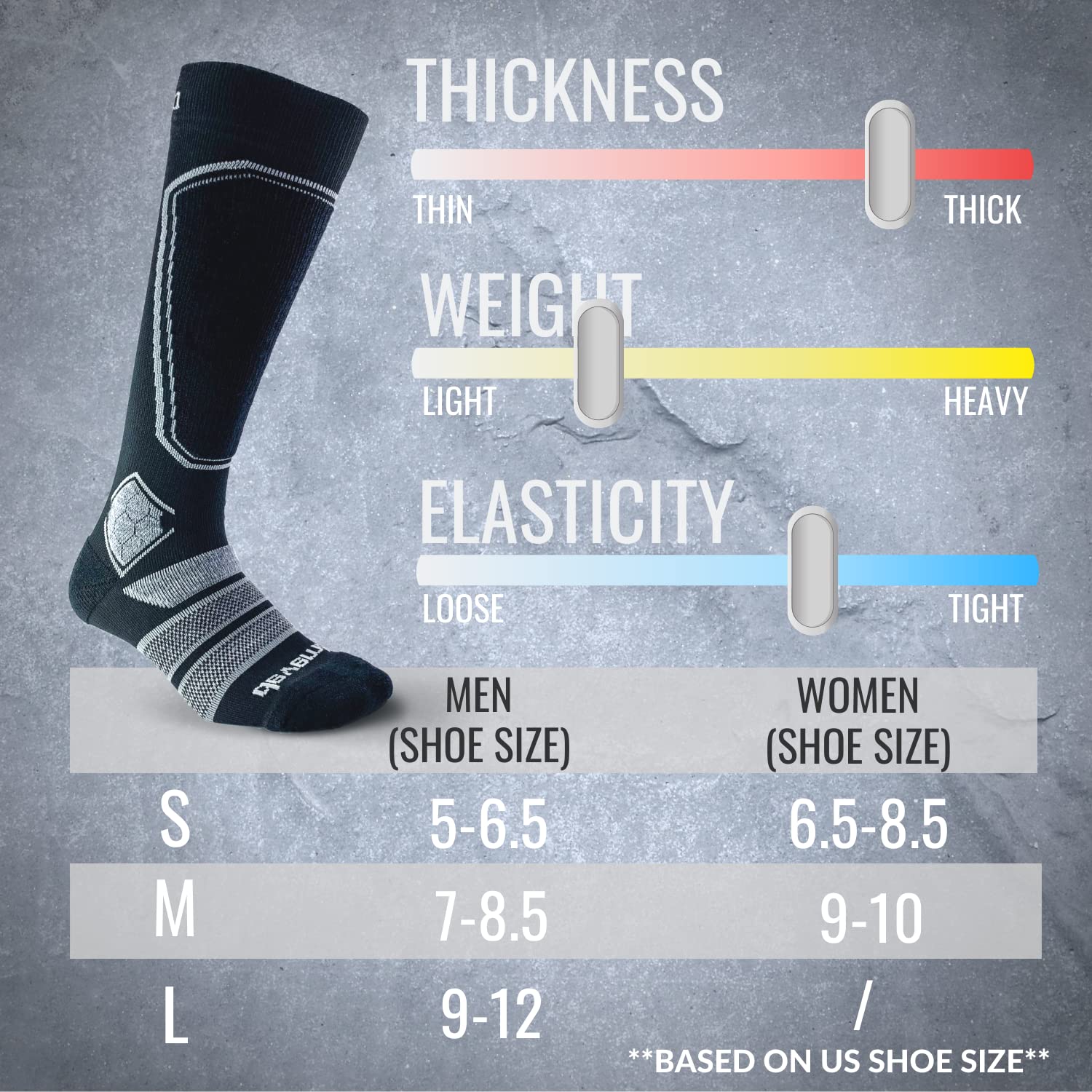 Premium Merino Wool Ski Socks for Men & Women - Thermal Winter Snowboard Socks with Moisture Wicking & Cushioning - Ideal for Skiing, Snowboarding & Cold Weather Outdoor Activities