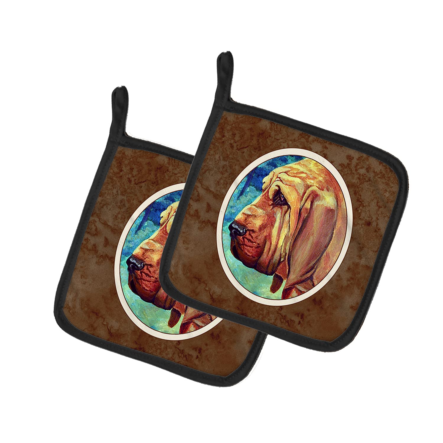 Caroline's Treasures Bloodhound Pair of Heat Resistant Pot Holders - 7.5