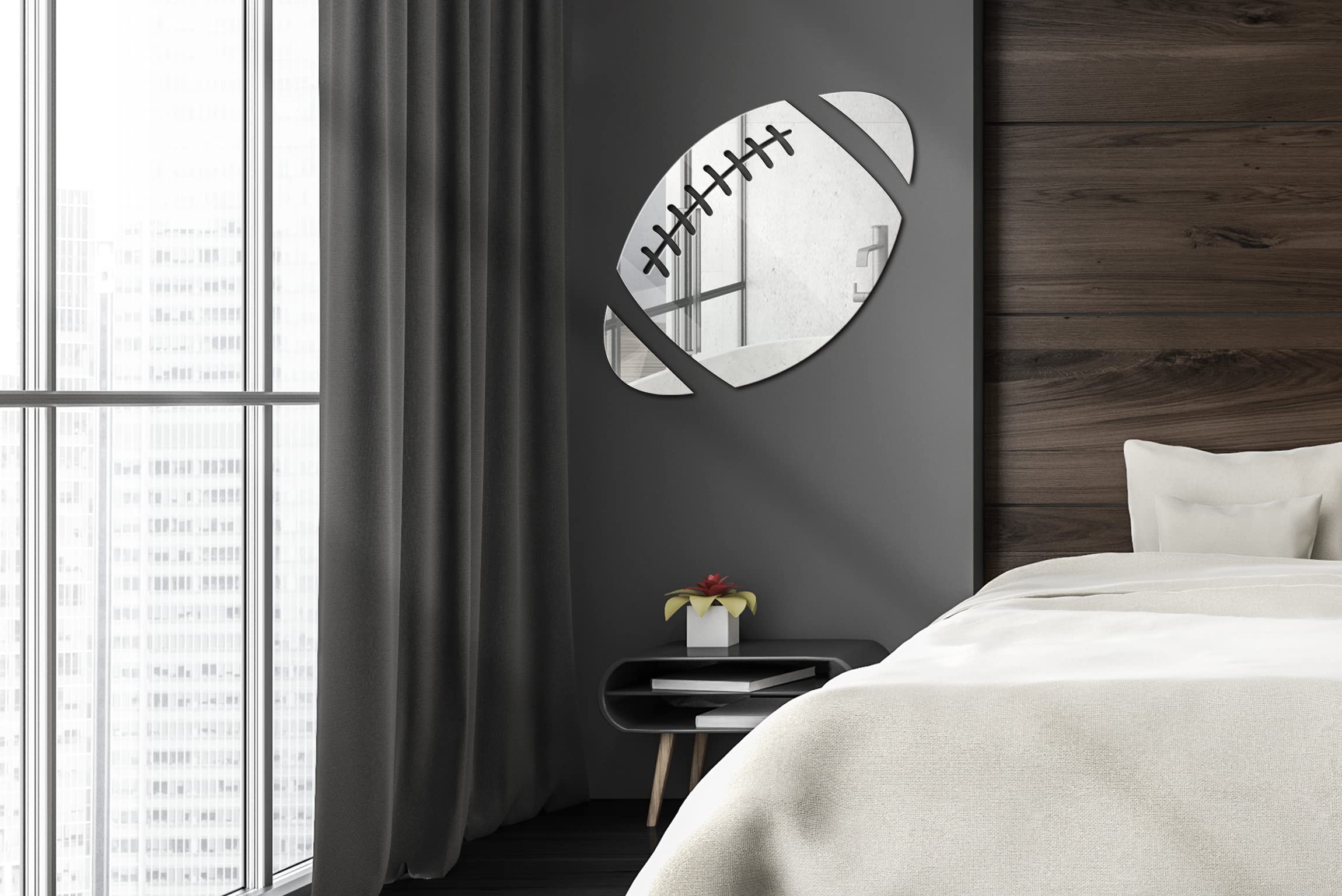 Football Ball Wall Mirror - Decorative Mirror Figures for Home Interior Design - 20