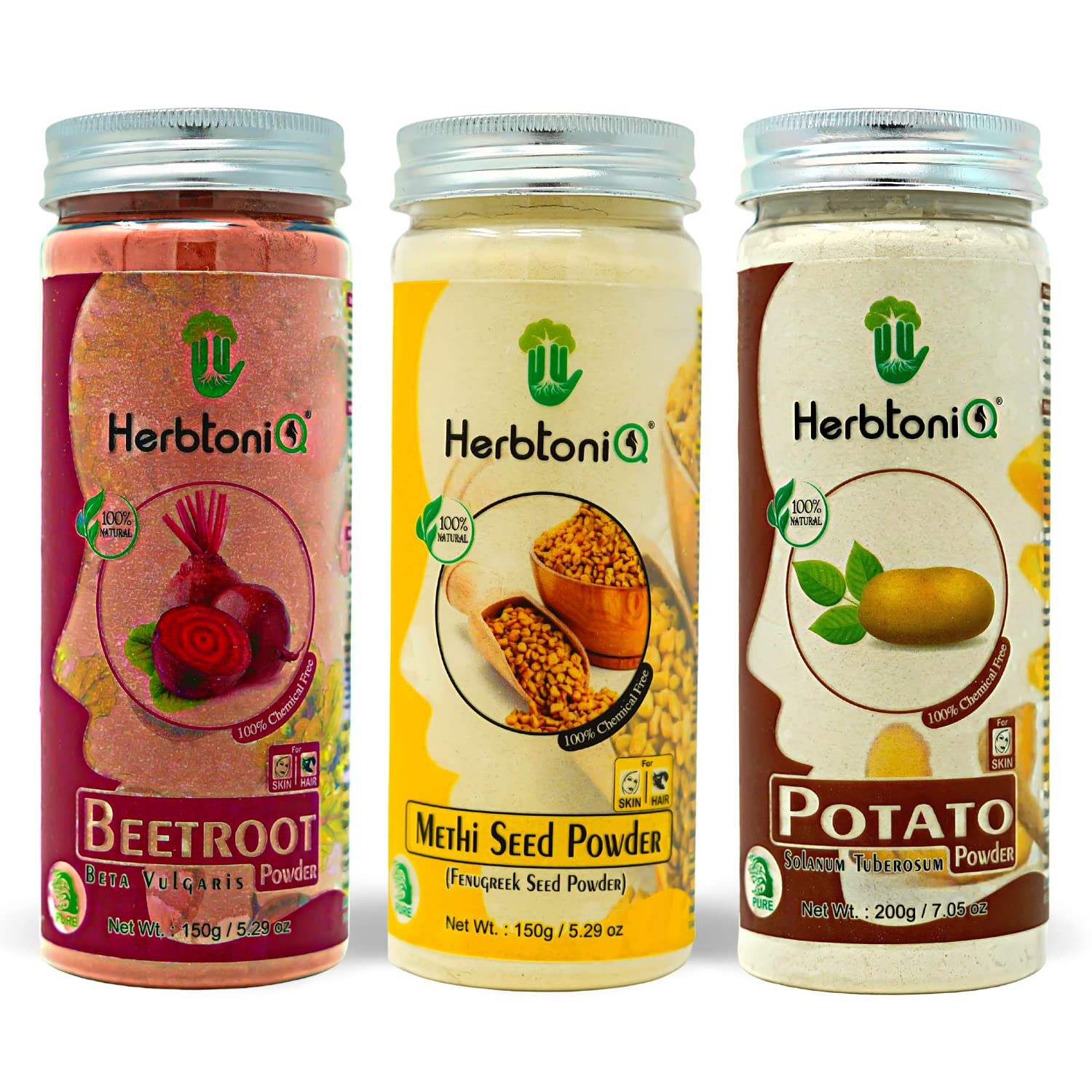 HerbtoniQ Beetroot, Fenugreek & Potato Powder for Acne, Dark Spots & Pigmentation - Natural Skin Care Face Mask (500g) - Brighten Skin & Even Tone for Daily Skincare Routine