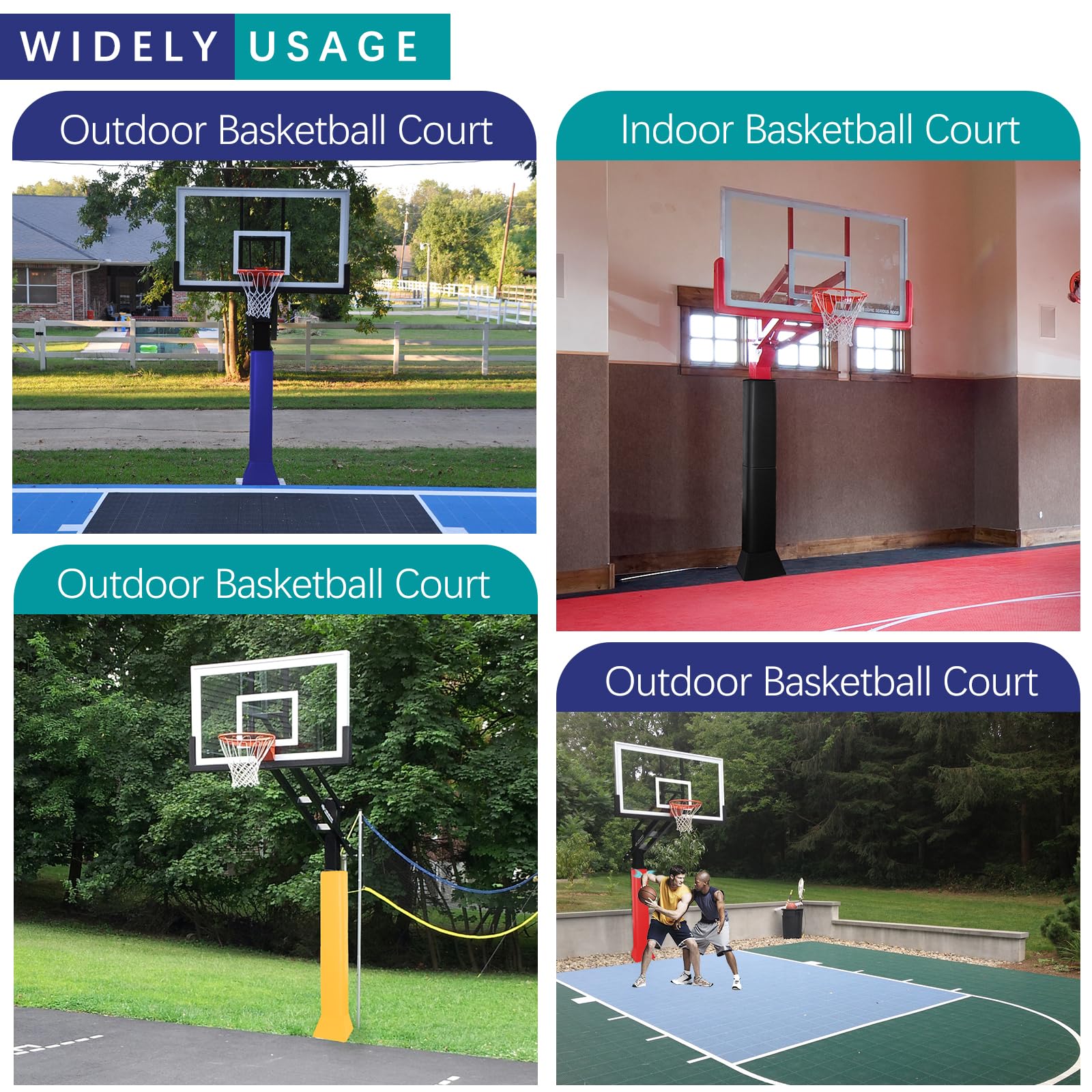 Heavy Duty Square Basketball Pole Padding - Waterproof & UV-Resistant Protection for 4x4, 5x5, 6x6, 6x8, 8x8 Outdoor Poles - Perfect for Driveways, Courts & Playground Safety