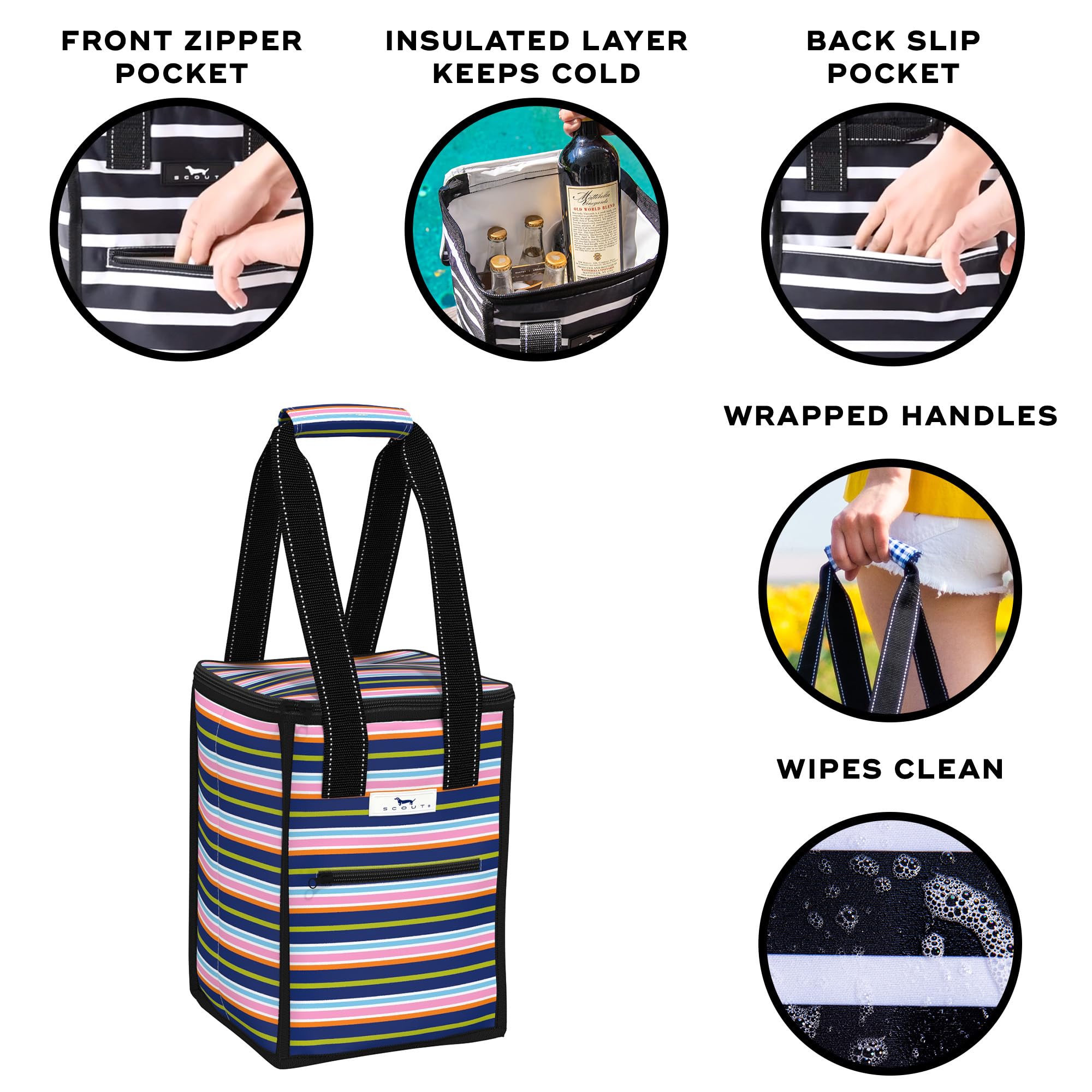 SCOUT Insulated Soft Lightweight Cooler - Holds 5 Wine Bottles, Perfect for Beach, Pool, Boat, Picnic & Outdoor Adventures - Portable Cooler for Drinks, Food & Beverages
