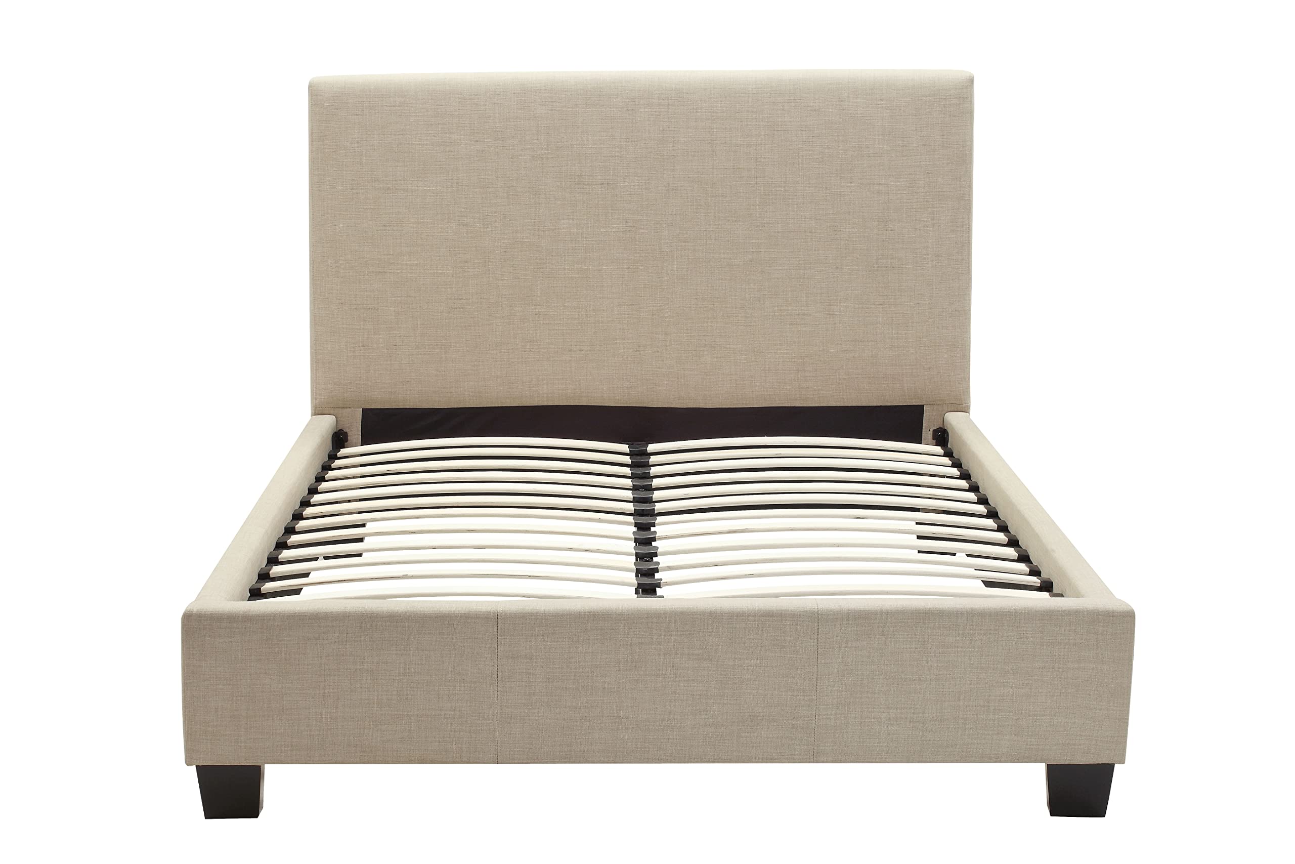 Modus Furniture Solid Wood King Size Platform Bed - Saint Pierre Toast Linen Finish | Durable Wooden Bed Frame for Master Bedroom & Guest Room