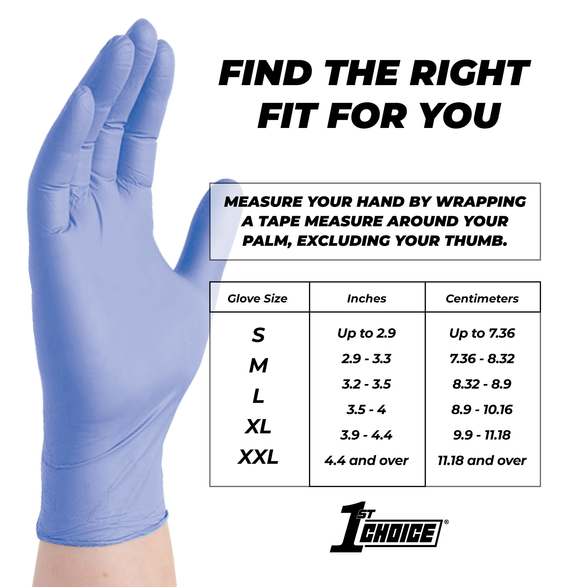 1st Choice 3 Mil Blue Indigo Nitrile Disposable Exam Gloves - TAA Compliant, Made in USA - Perfect for Medical, Dental, Laboratory & Food Handling Safety