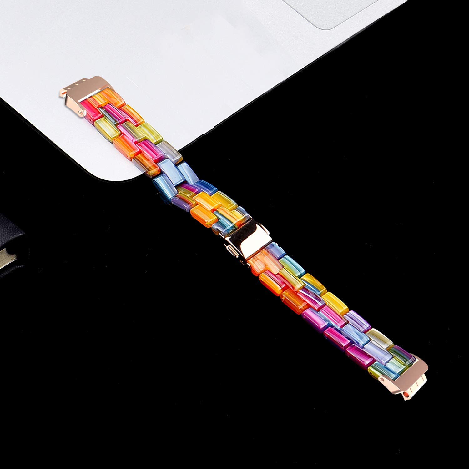 Wongeto Replacement Bands for Fitbit Inspire 2/Inspire/Inspire HR - Resin Wristband Strap Accessories for Women (Rainbow) | Perfect for Workouts, Running & Daily Wear