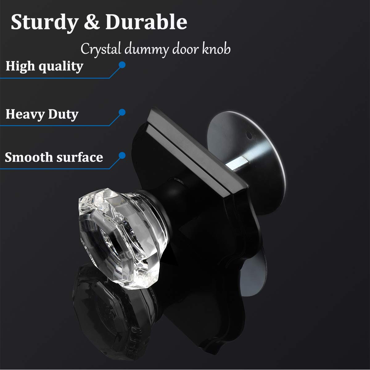 10 Pack Crystal Door Knobs - Clear Glass with Black Rosette for Closet & Pantry Doors