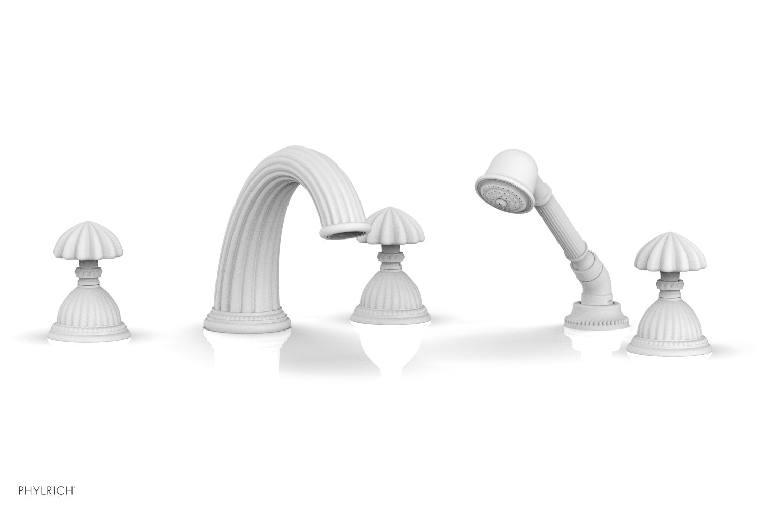 GEORGIAN & BARCELONA Deck Mounted Bathtub Faucet Set with Round Handles and Hand Shower K2361P1 - Perfect for Modern Bathroom Renovation and Spa-Like Experience