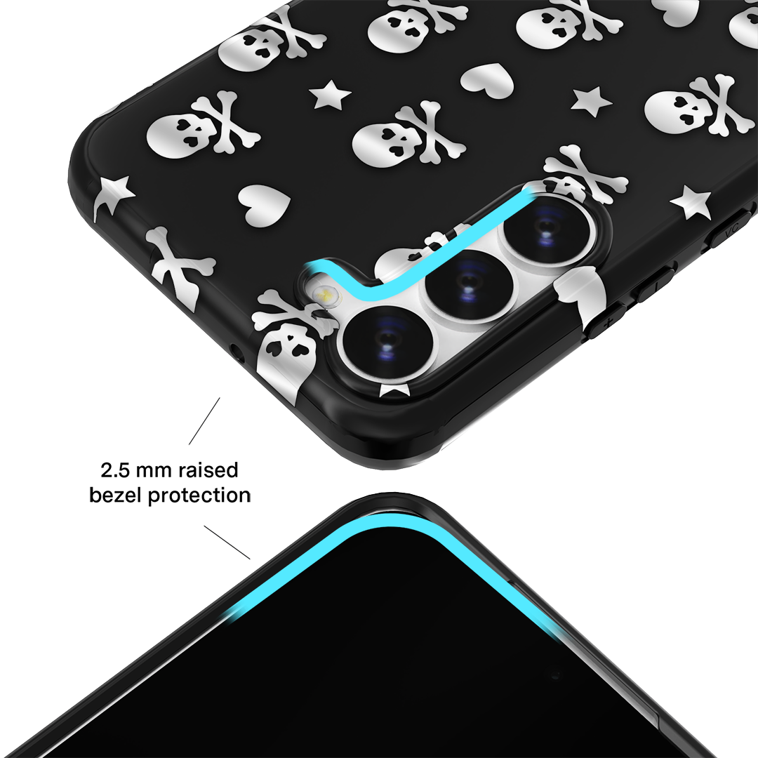Stylish Chrome Skull Design Samsung Phone Case - Durable Protection for Galaxy S21/S20/Note 20 - Perfect for Halloween, Gothic Fashion & Motorcycle Enthusiasts