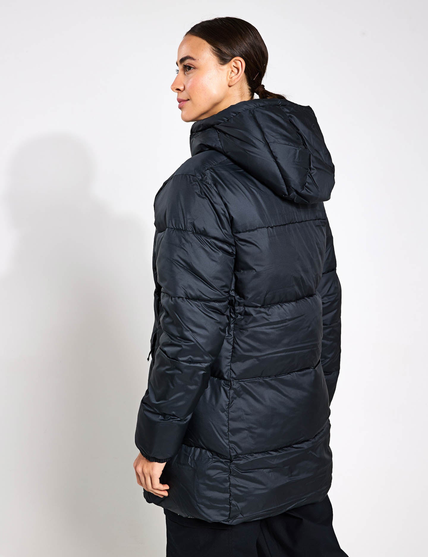Puffect II Hooded Mid Puffer Jacket for Women - Lightweight Winter Coat, Water-Resistant, Warm Quilted Outerwear - Perfect for Skiing, Hiking & Cold Weather Activities (Black)