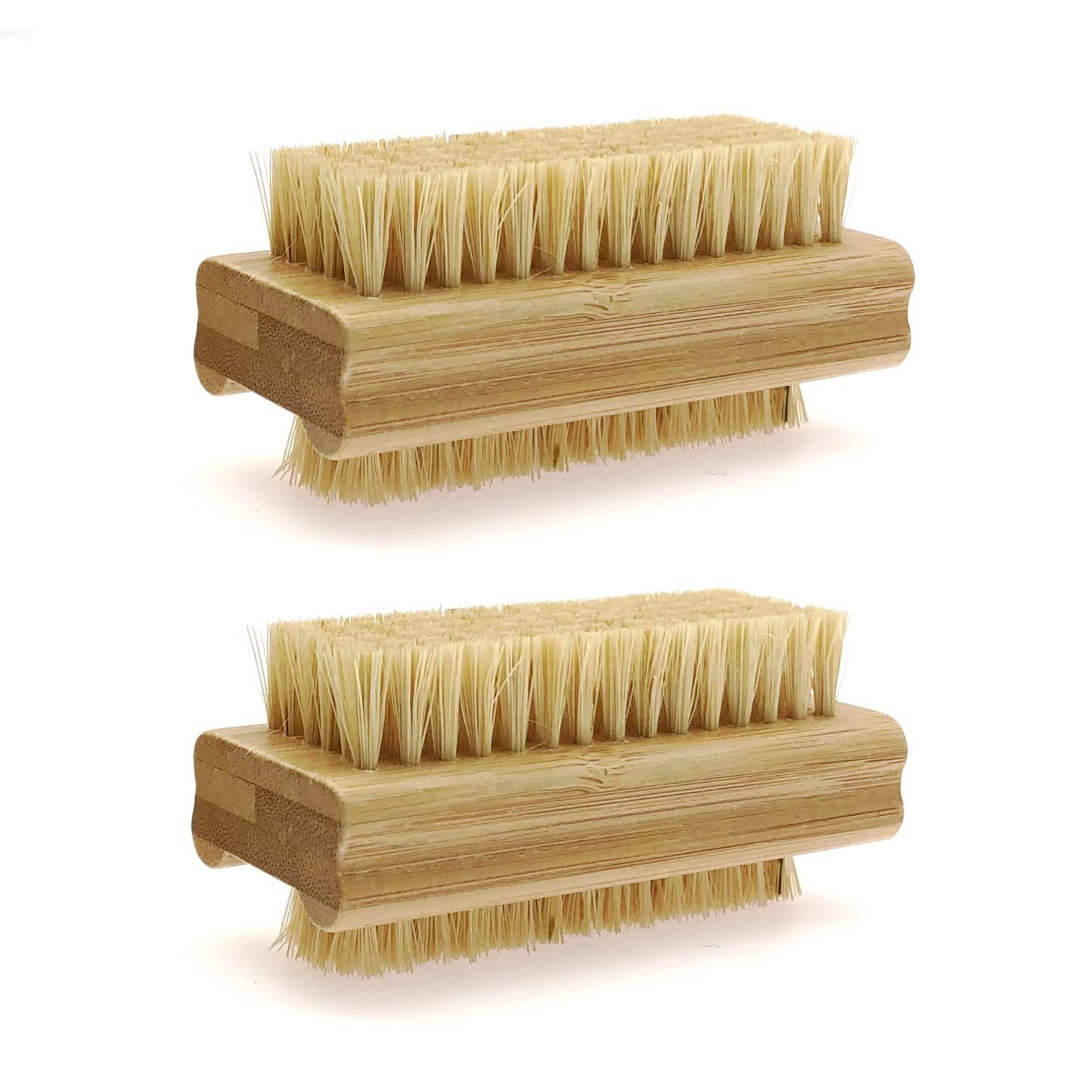 **JZK 2-Pack Hard Bristle Bamboo Nail Brushes – Double-Sided Nail Cleaning Brush for Manicure, Pedicure & Hygiene – Wooden Nail Brush with Sisal Fiber for Dust, Dirt & Stubborn Grime – Perfect for Home, Salon & Travel Use**