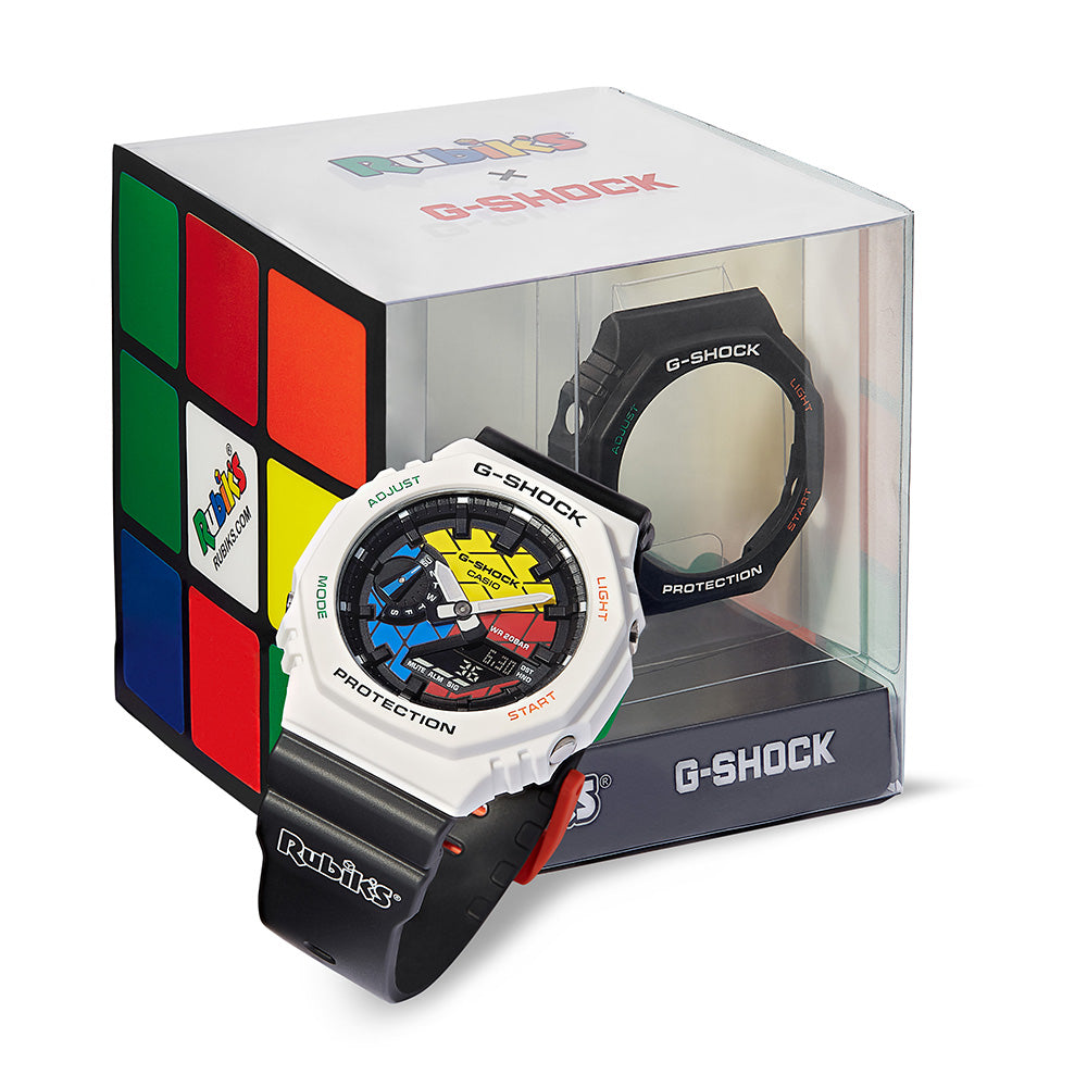 G Shock GAE2100RC 1A Rubik's Cube Limited Edition Watch - Stylish Digital Sport Watch for Men, Durable Shock Resistant Design - Perfect for Outdoor Adventures, Sports & Everyday Wear