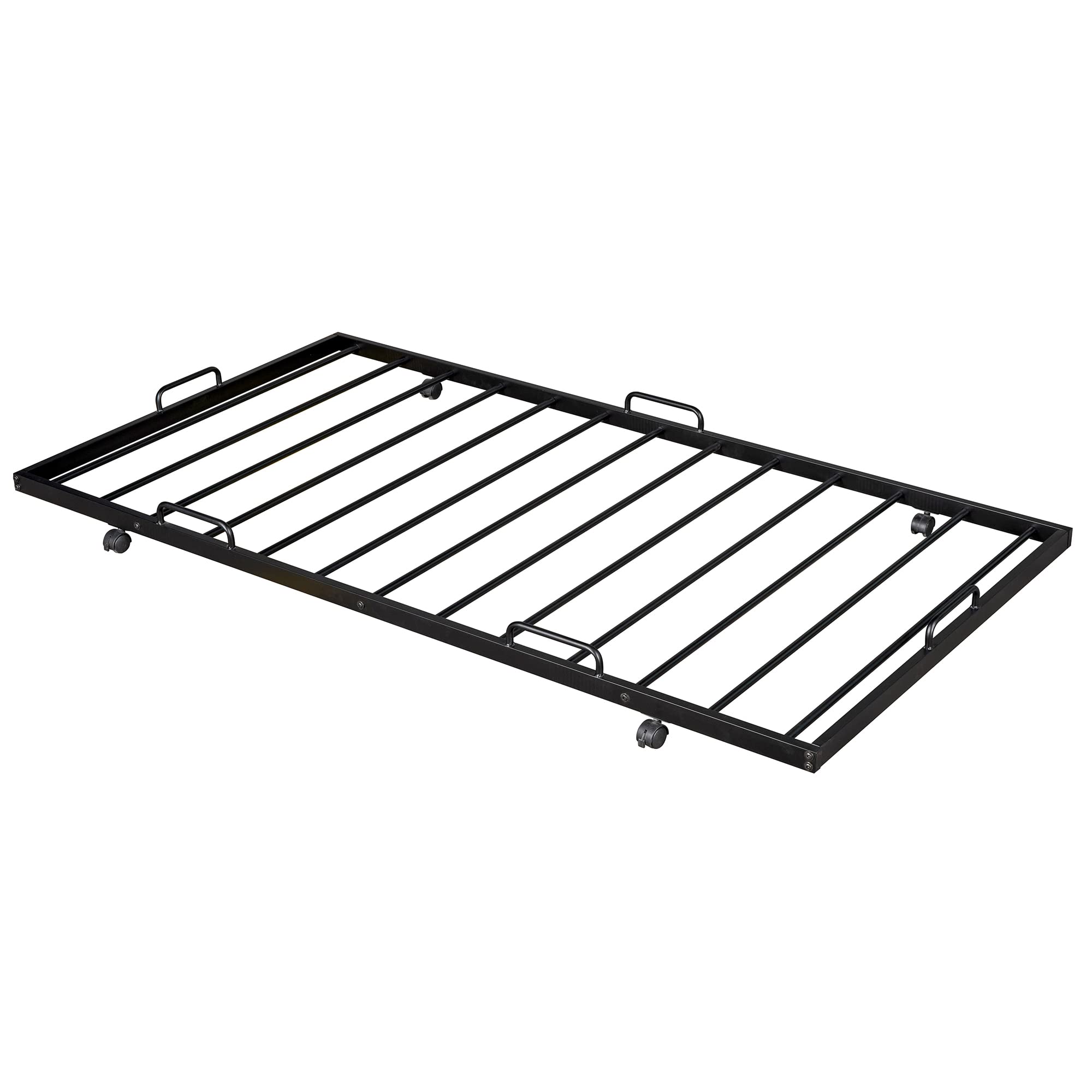 SOFTSEA Twin Size Floor Bed with Trundle - Sturdy Metal Bed Frame for Kids & Teens - Space-Saving Design Perfect for Small Bedrooms, Guest Rooms & Dormitories