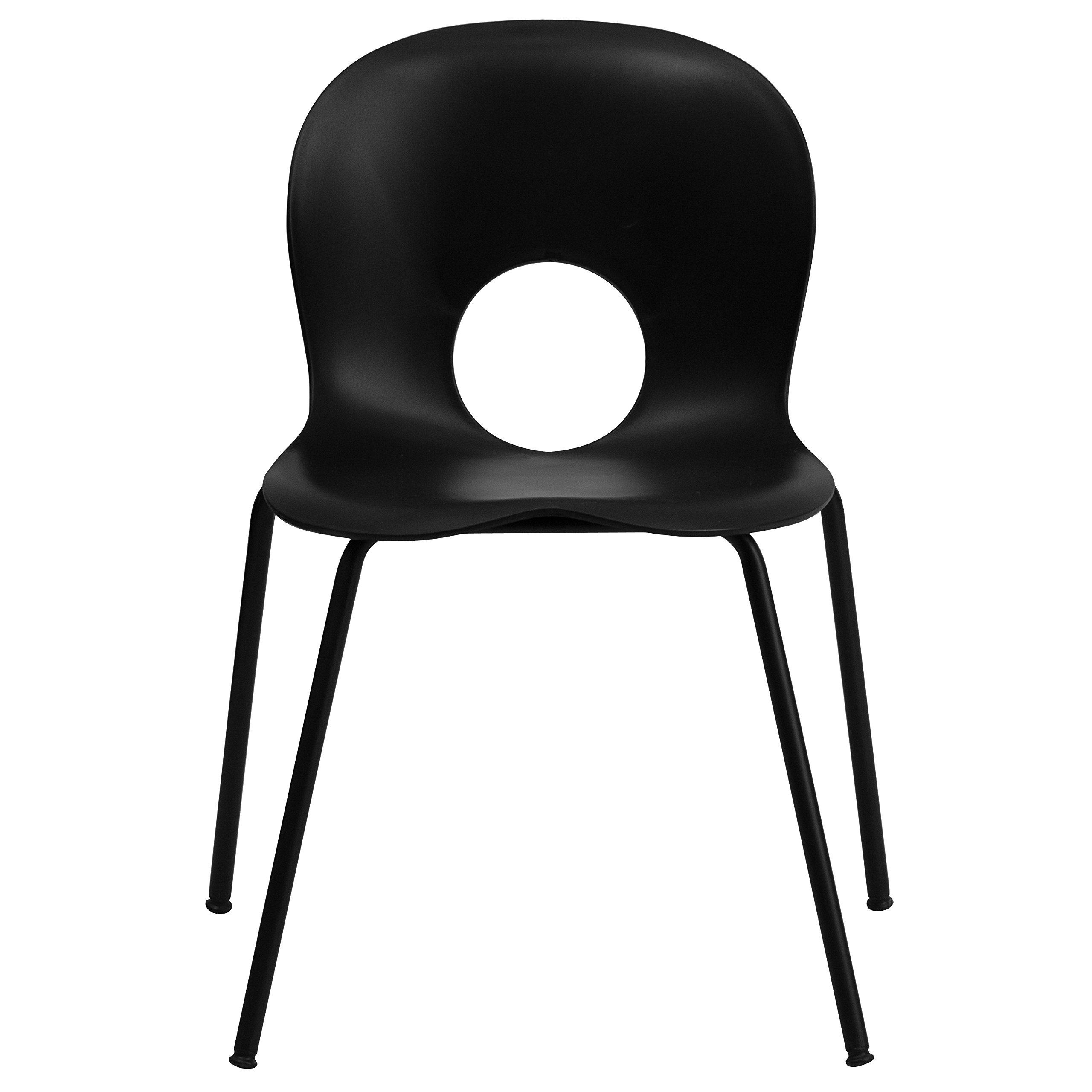 Flash Furniture 5-Pack HERCULES Series 770 lb. Capacity Stackable Plastic Chairs - Heavy Duty Black Stacking Chairs with Metal Frame for Events, Banquets, and Conference Rooms