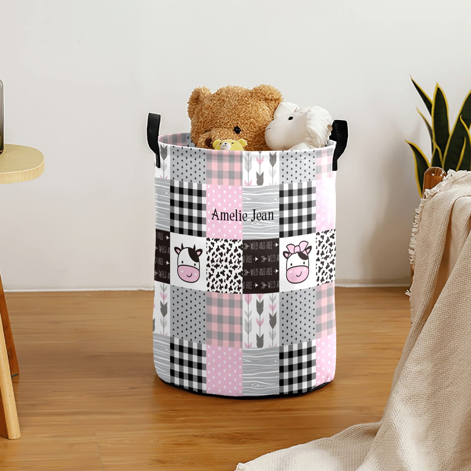 Cute Cows Patchwork Storage Bin - Waterproof Oxford Fabric Laundry Hamper, Toy Organizer & Gift Basket for Bedroom, Nursery & Home Organization | Perfect for Baby Clothes, Toys & Household Storage