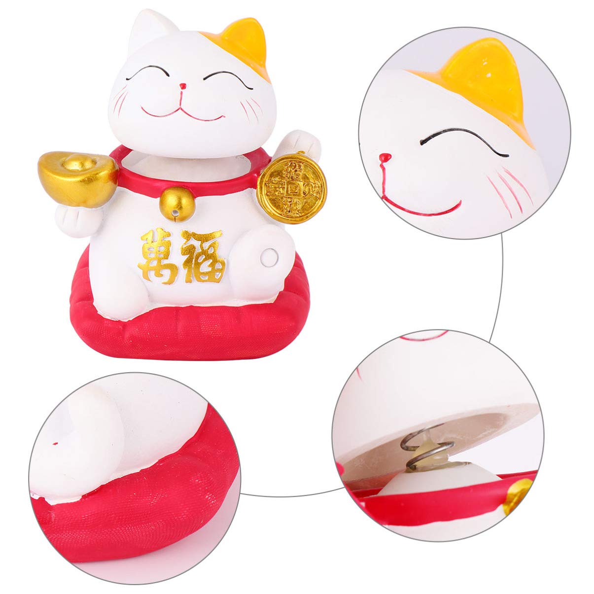 Lucky Fortune Cat Statue - Resin Maneki Neko Sculpture for Home Decor, Office Desk, Car Dashboard & Gift Giving | Japanese Beckoning Cat Figurine for Good Luck & Wealth